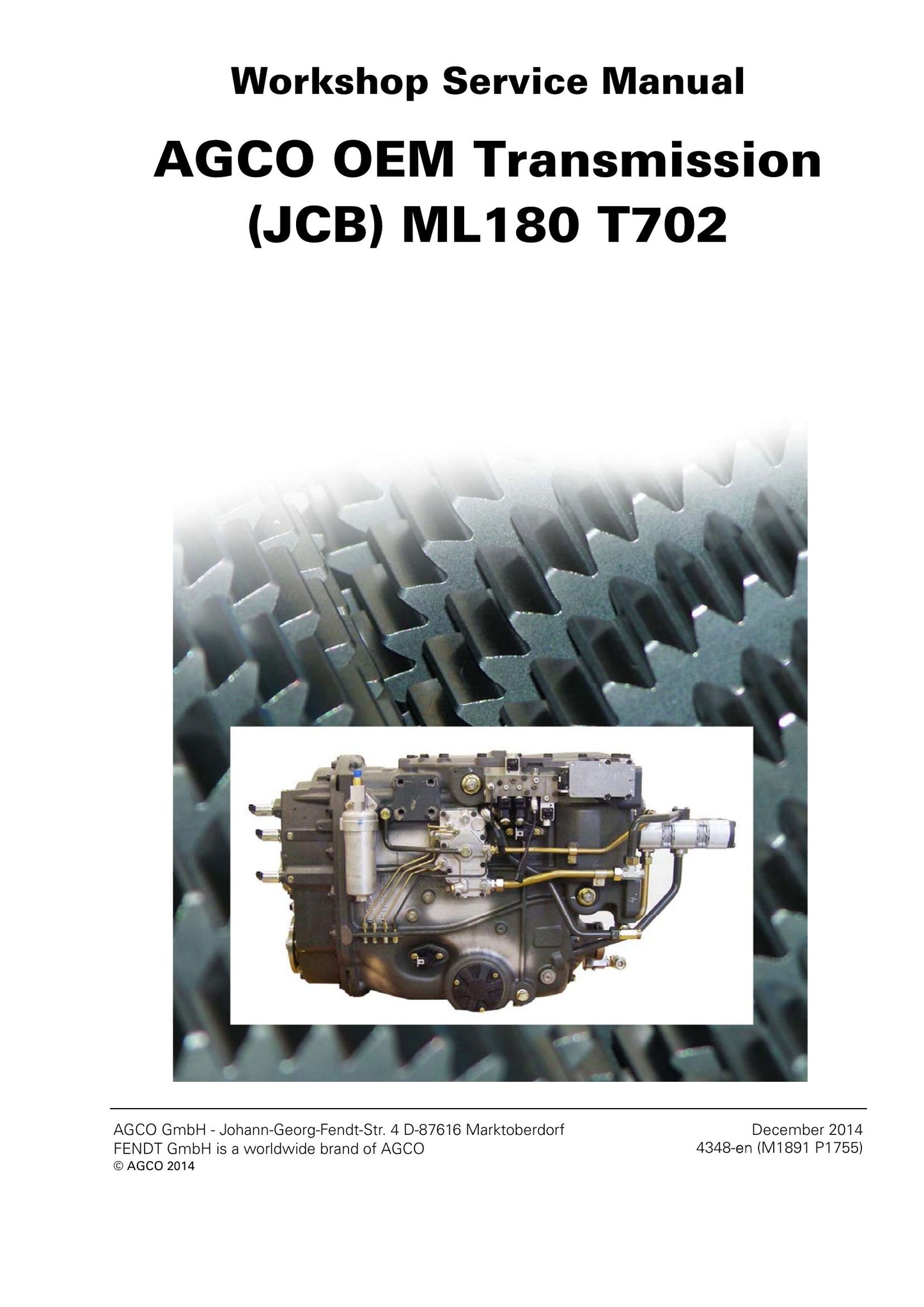 FENDT ML180 T702 Transmission Factory Workshop Service Manual 9806-6450