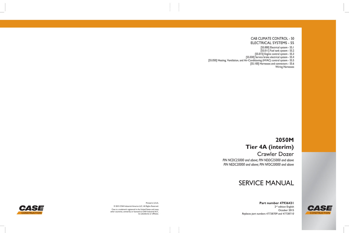 CASE 2050M Crawler Dozer Factory Workshop Service Manual 47936431