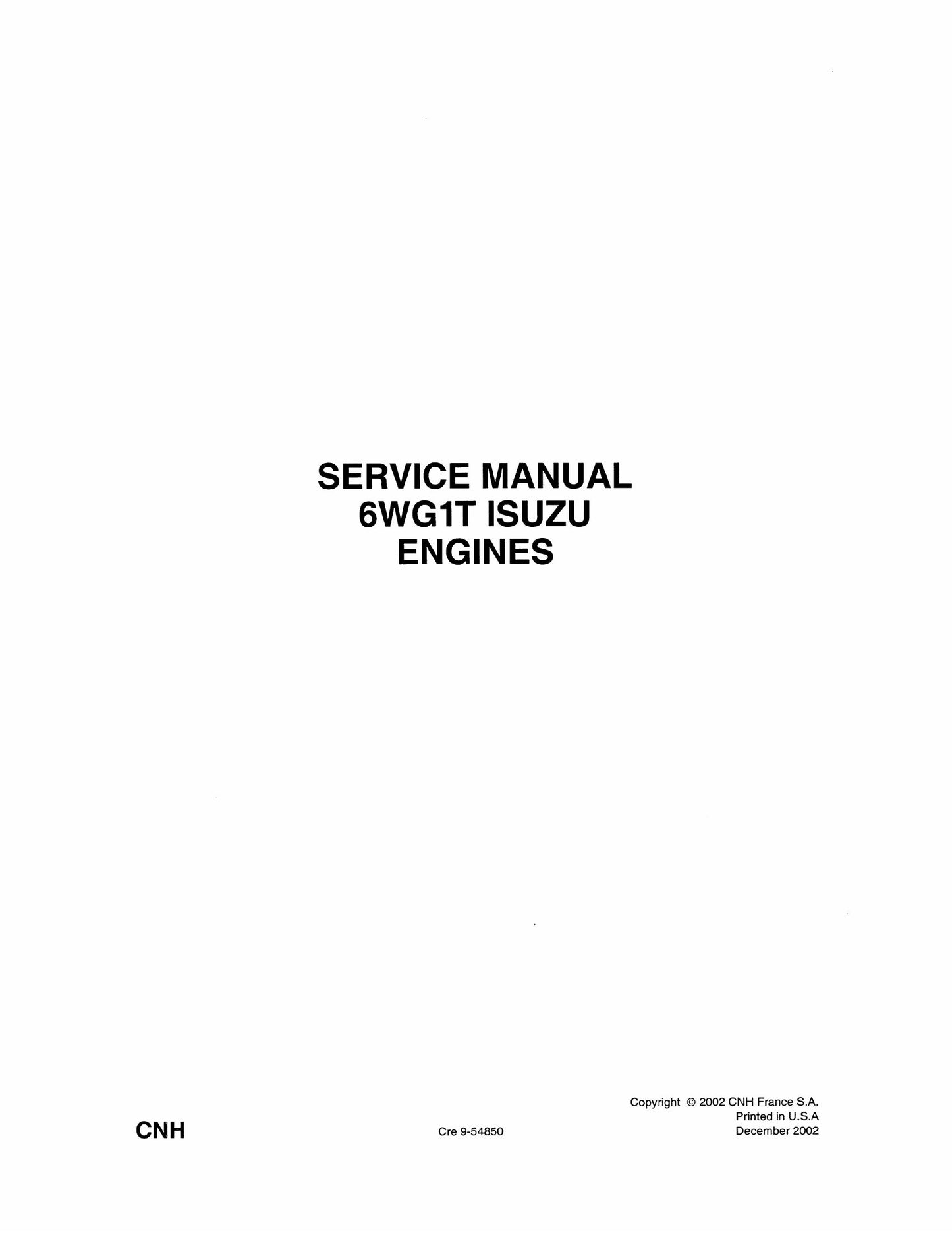 CNH 6WG1T ISUZU Engine Factory Workshop Service Manual Cre 9-54850