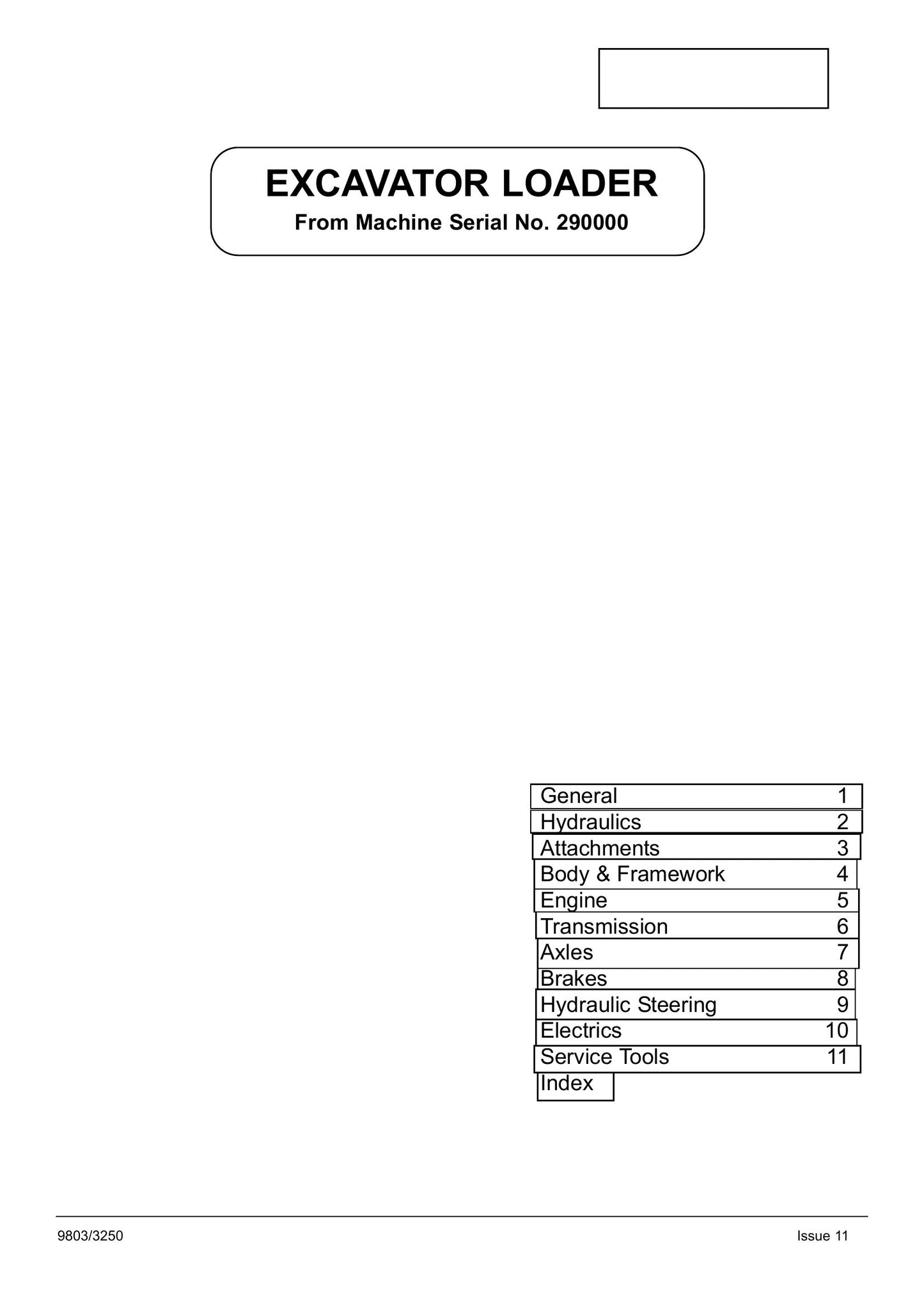 JCB Excavator Loader Factory Workshop Service Manual 9803/3250
