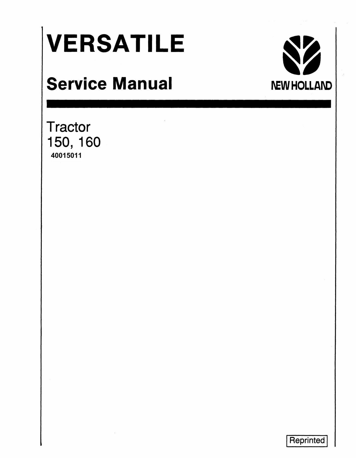 New Holland 150 160 Tractor Factory Workshop Service Manual 40015011