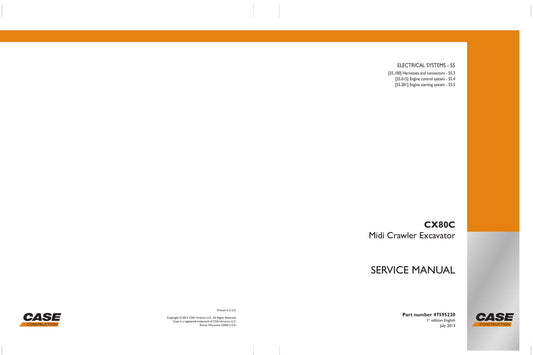 CASE CX80C Crawler Excavator Factory Workshop Service Manual 47595220