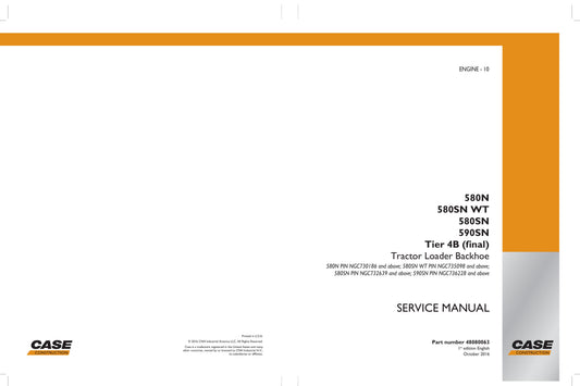 CASE 580N 580SN WT 580SN 590SN Backhoe Loader Factory Workshop Service Manual 4808063