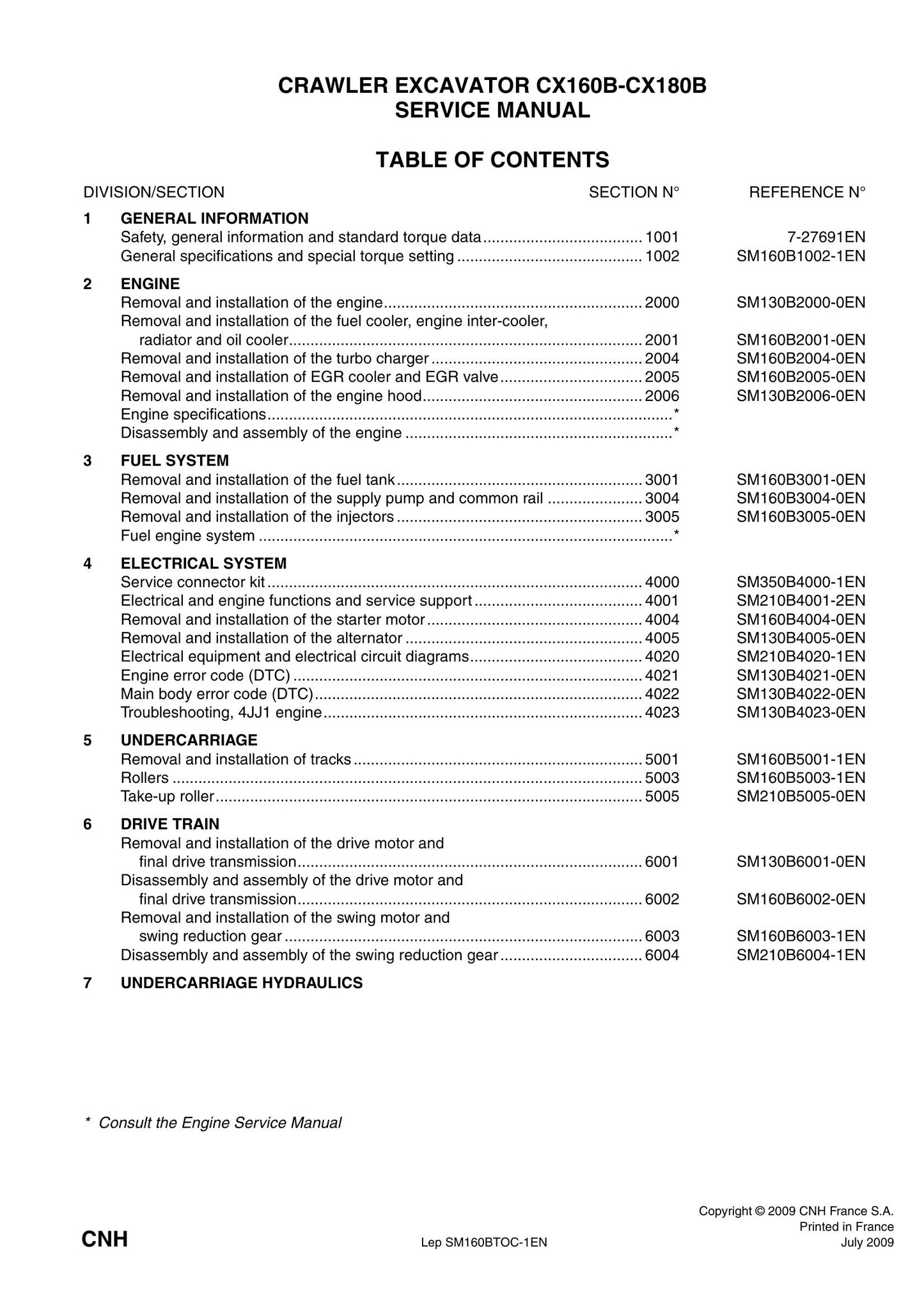 CASE CX160B CX180B Crawler Excavator Factory Workshop Service Manual