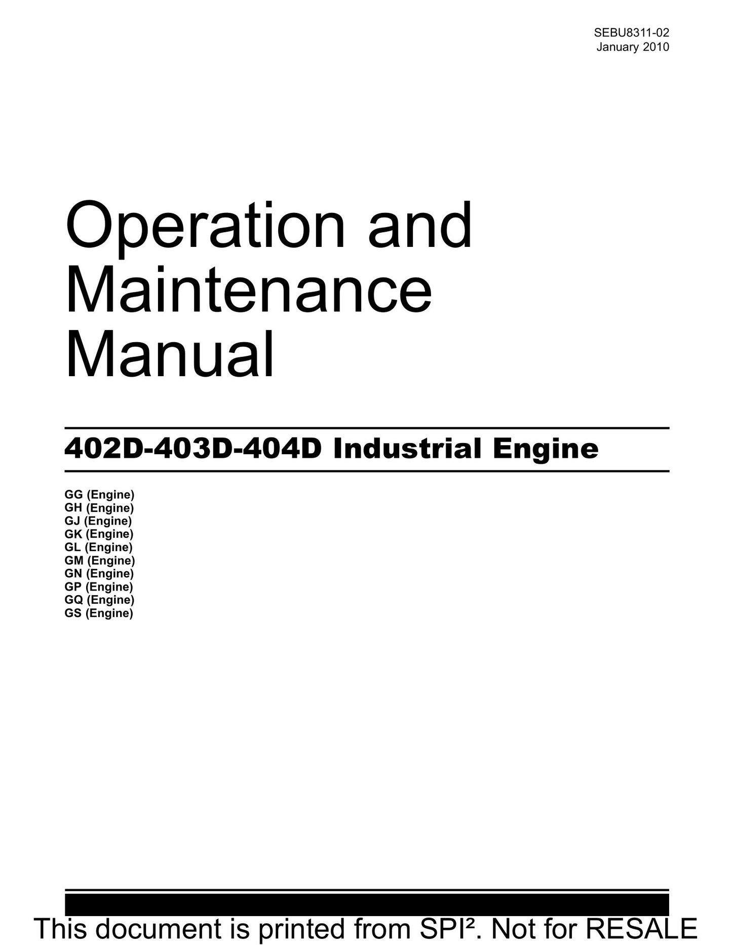 Perkins 402D-403D-404D Industrial Engine Operation and Factory Workshop Maintenance Manual SEBU8311-02