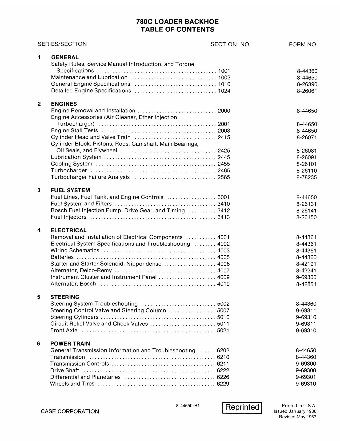 CASE 780C Backhoe Loader Factory Workshop Service Manual