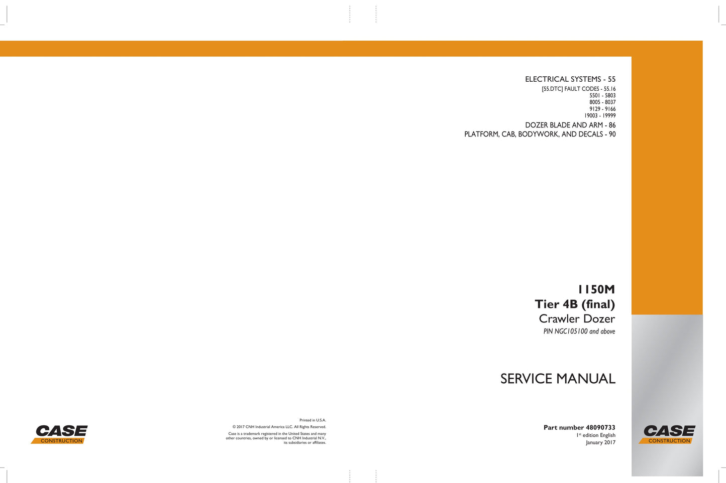 CASE 1150M Bulldozer Factory Workshop Service Manual 48090733