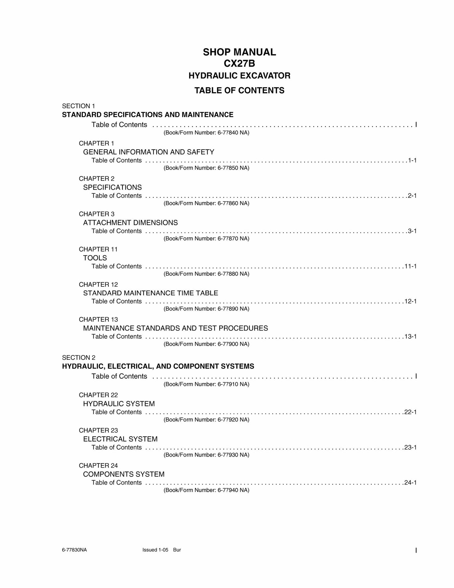YANMAR CX27B Hydraulic Excavator Factory Workshop Shop Manual