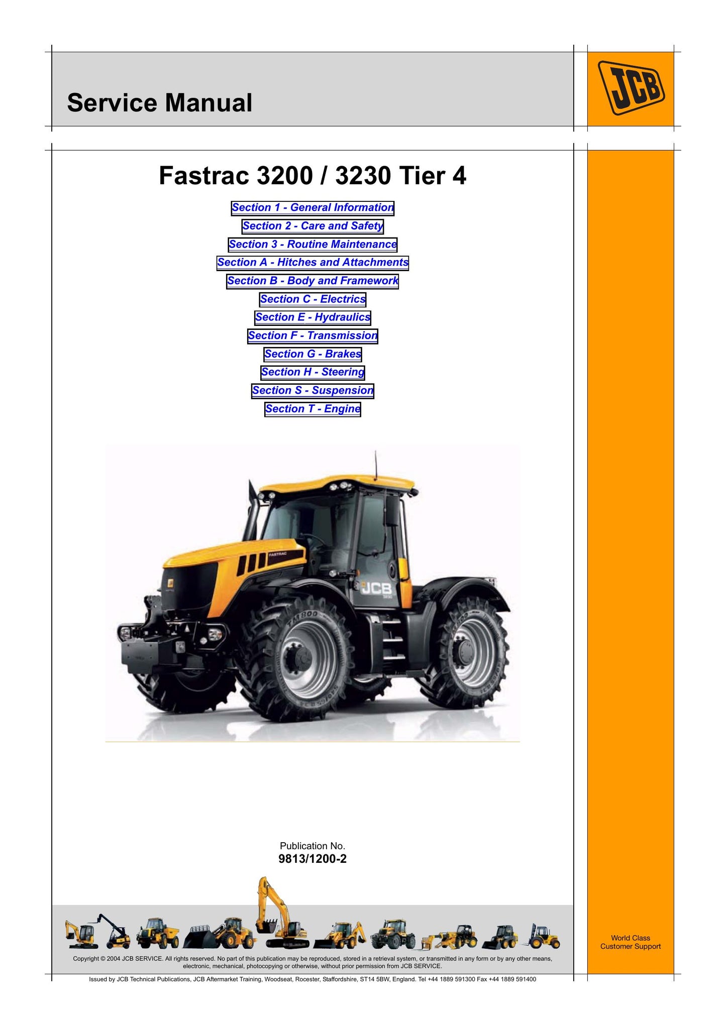 JCB 3200 3230 Tractor Factory Workshop Service Manual 9813/1200-2