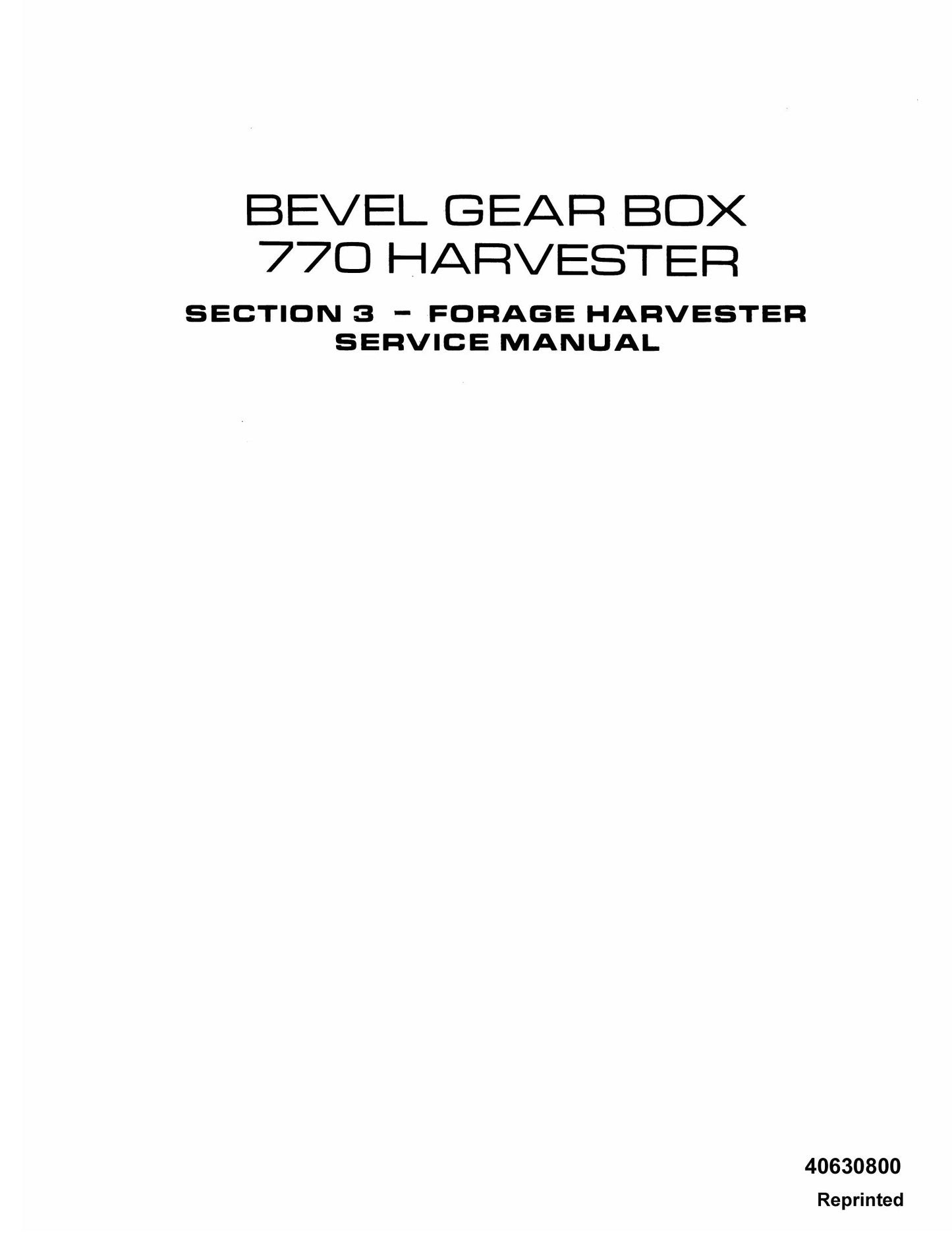 New Holland 770 Forage Harvester Factory Workshop Service Manual 40630800