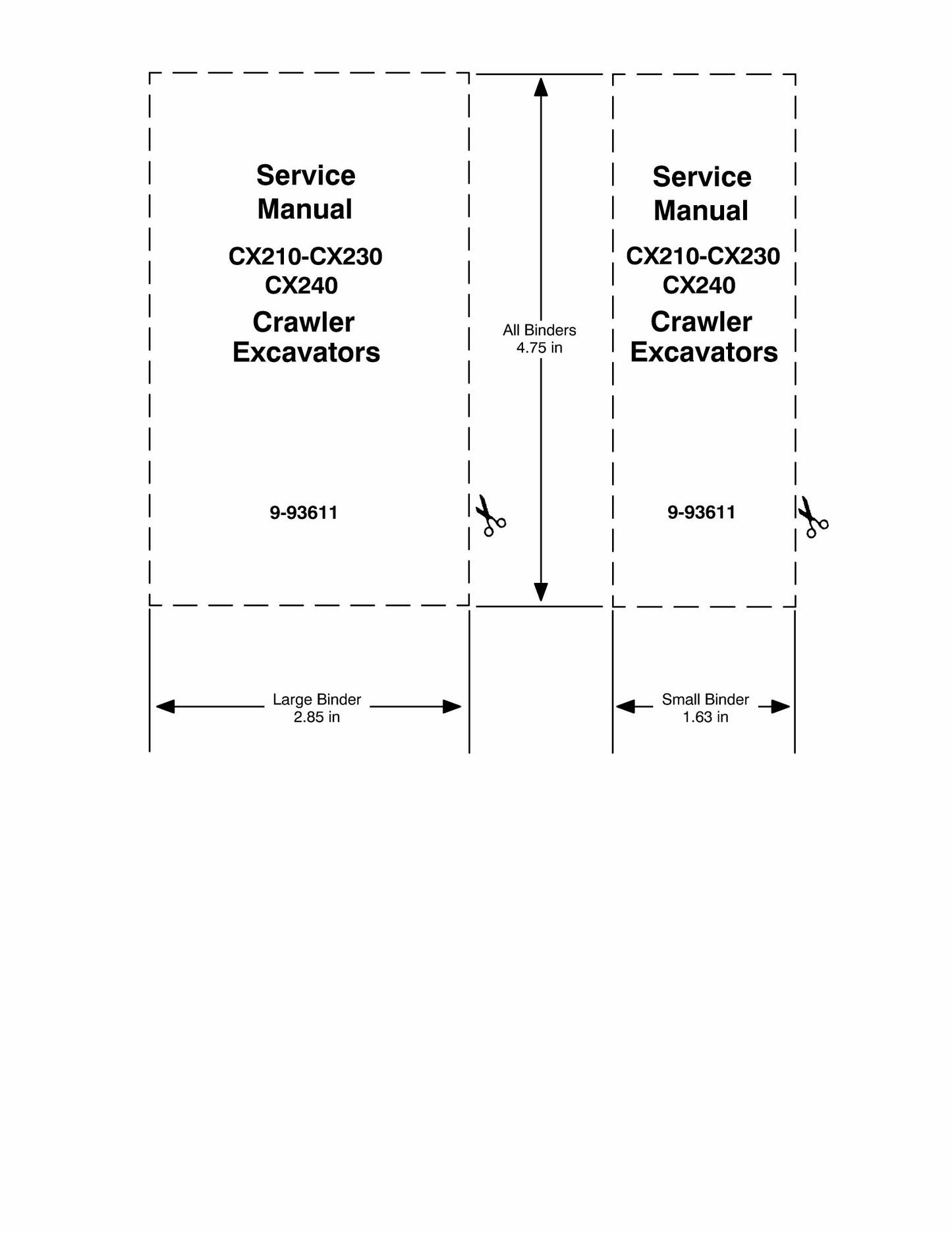 CASE CX210-CX230 CX240 Crawler Excavator Factory Workshop Service Manual 9-93611