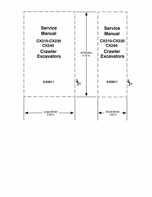 CASE CX210-CX230 CX240 Crawler Excavator Factory Workshop Service Manual 9-93611