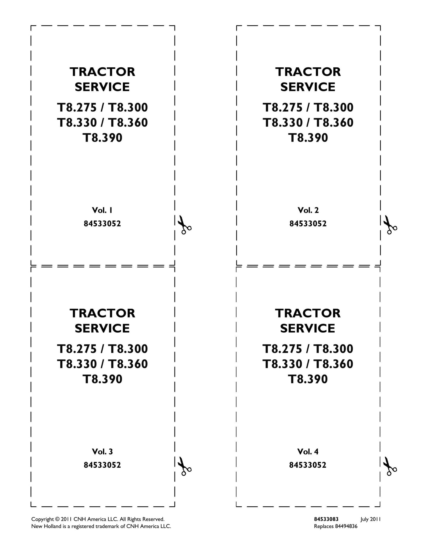 New Holland T8.275 T8.300 T8.330 T8.360 T8.390 Tractor Factory Workshop Service Manual 84533052