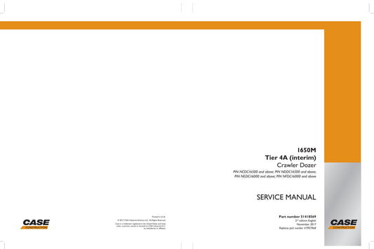 CASE 1650M Bulldozer Factory Workshop Service Manual 51418569