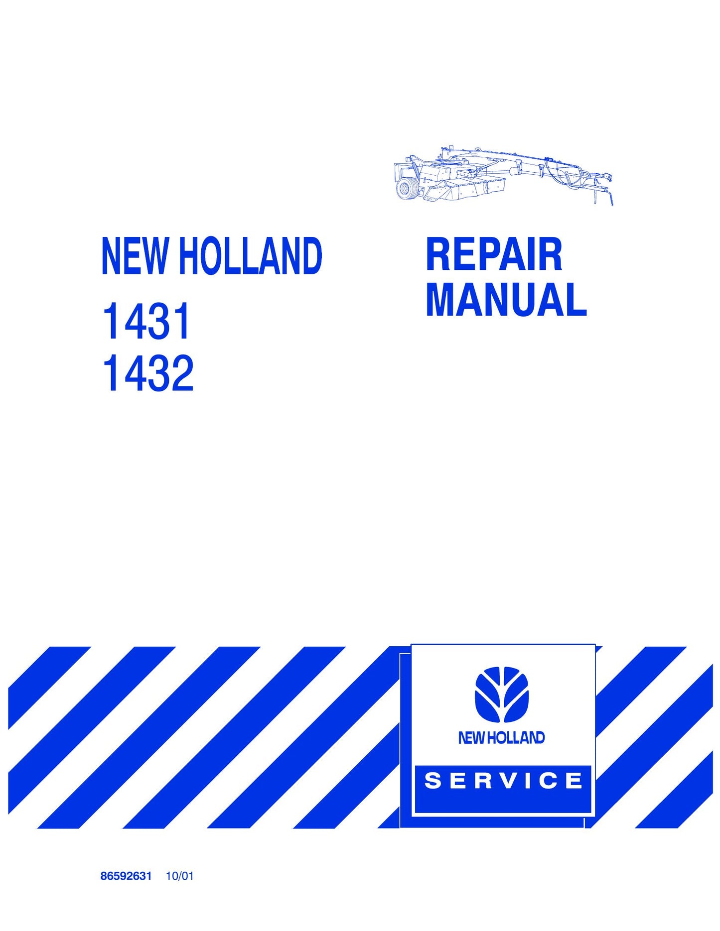 New Holland 1431 1432 Disc Mower-Conditioners Factory Workshop Repair Manual 86592631