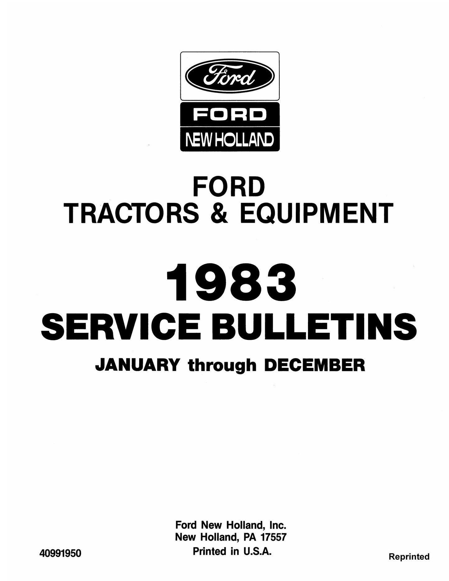 Ford Tractor Service Bulletins 40991950
