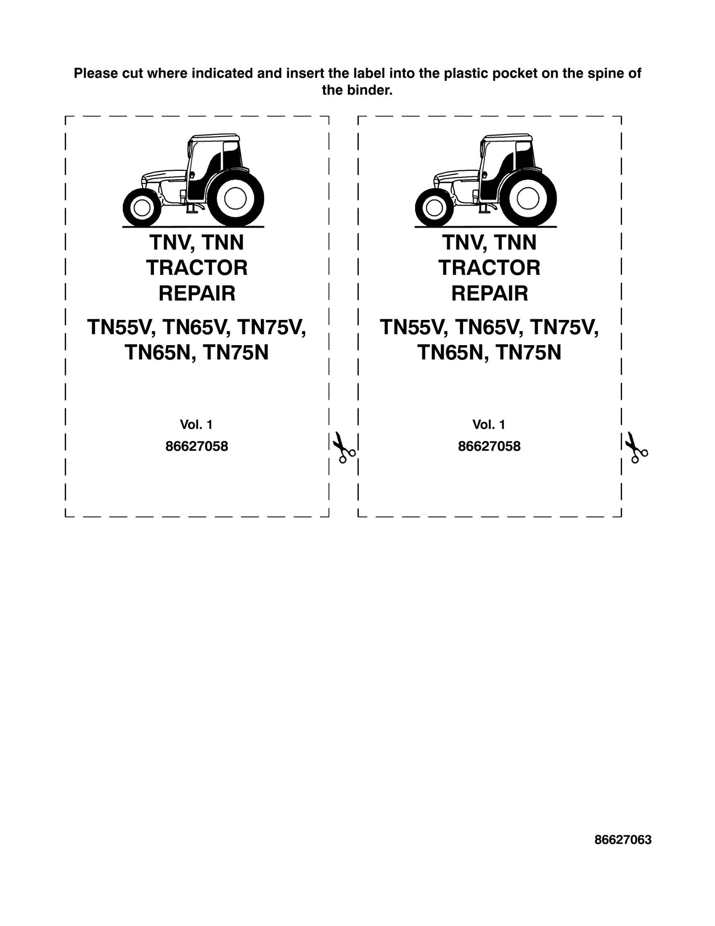 New Holland TN55V TN65V TN75V TN65N TN75N Tractor Factory Workshop Repair Manual 86627058