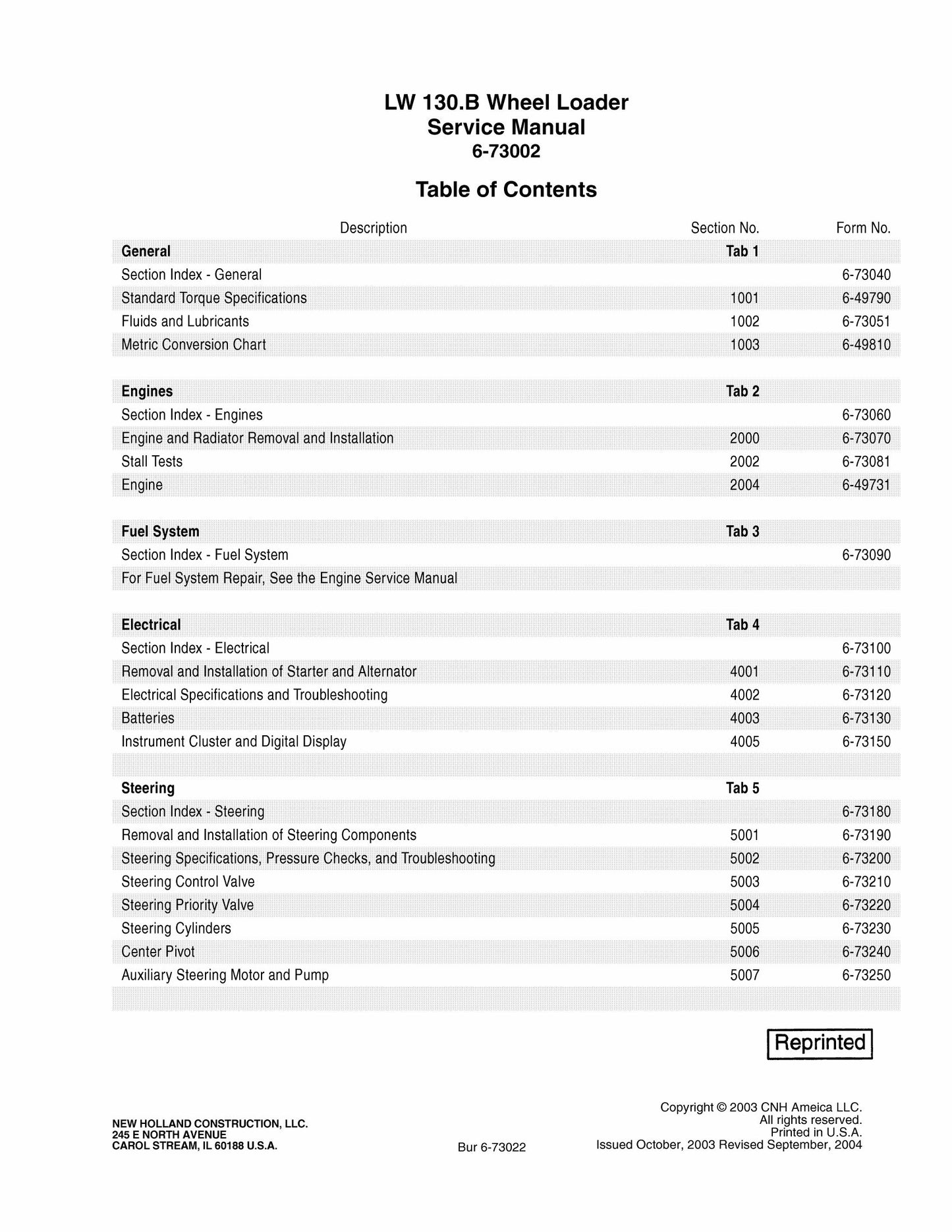 New Holland LW 130.B Wheel Loader Factory Workshop Service Manual 6-73002