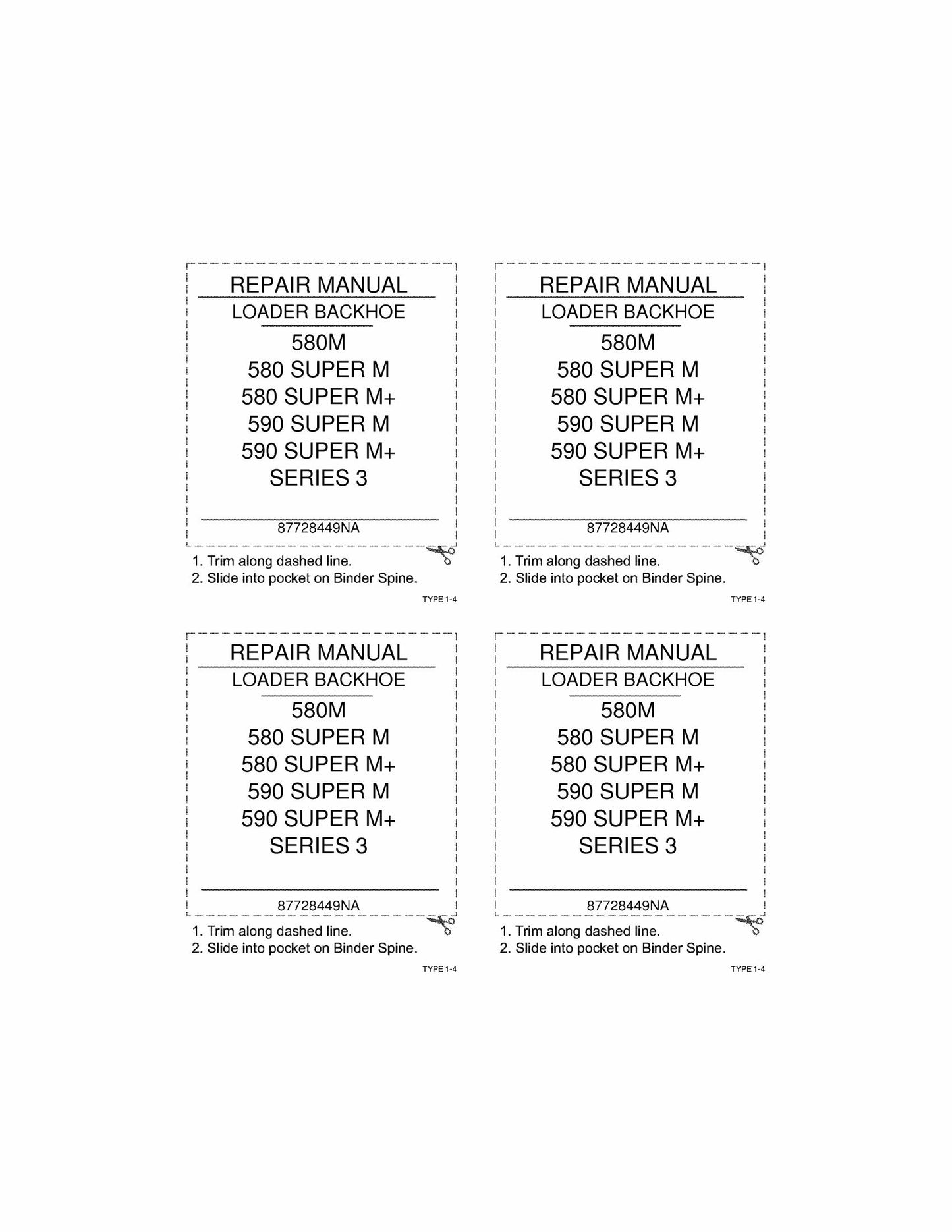 CASE 580M 580 SUPER M 580 SUPER M+ 590 SUPER M 590 SUPER M+ Series 3 Backhoe Loader Factory Workshop Service Manual 87728449
