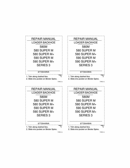 CASE 580M 580 SUPER M 580 SUPER M+ 590 SUPER M 590 SUPER M+ Series 3 Backhoe Loader Factory Workshop Service Manual 87728449