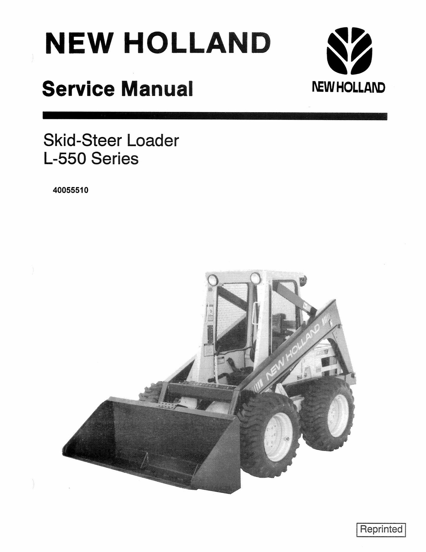 NEW HOLLAND L-555 Skid Steer Loader Factory Workshop Service Manual 40055510
