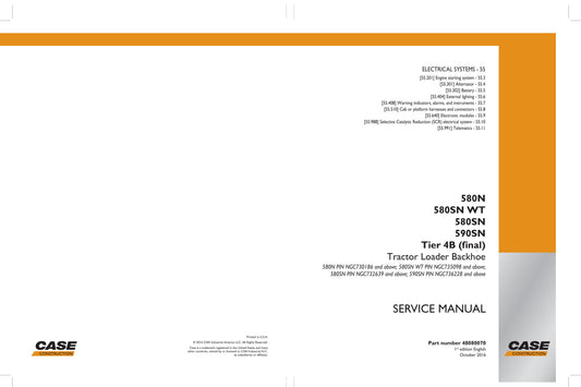 CASE 580N 580SN 580SN WT 590SN Backhoe Loader Factory Workshop Service Manual 48080070