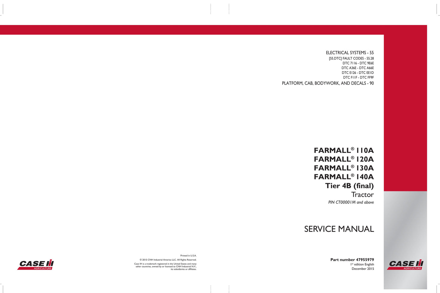 CASE Farmall 110A Farmall 120A Farmall 130A Farmall 140A Tractor Factory Workshop Service Manual 47955973