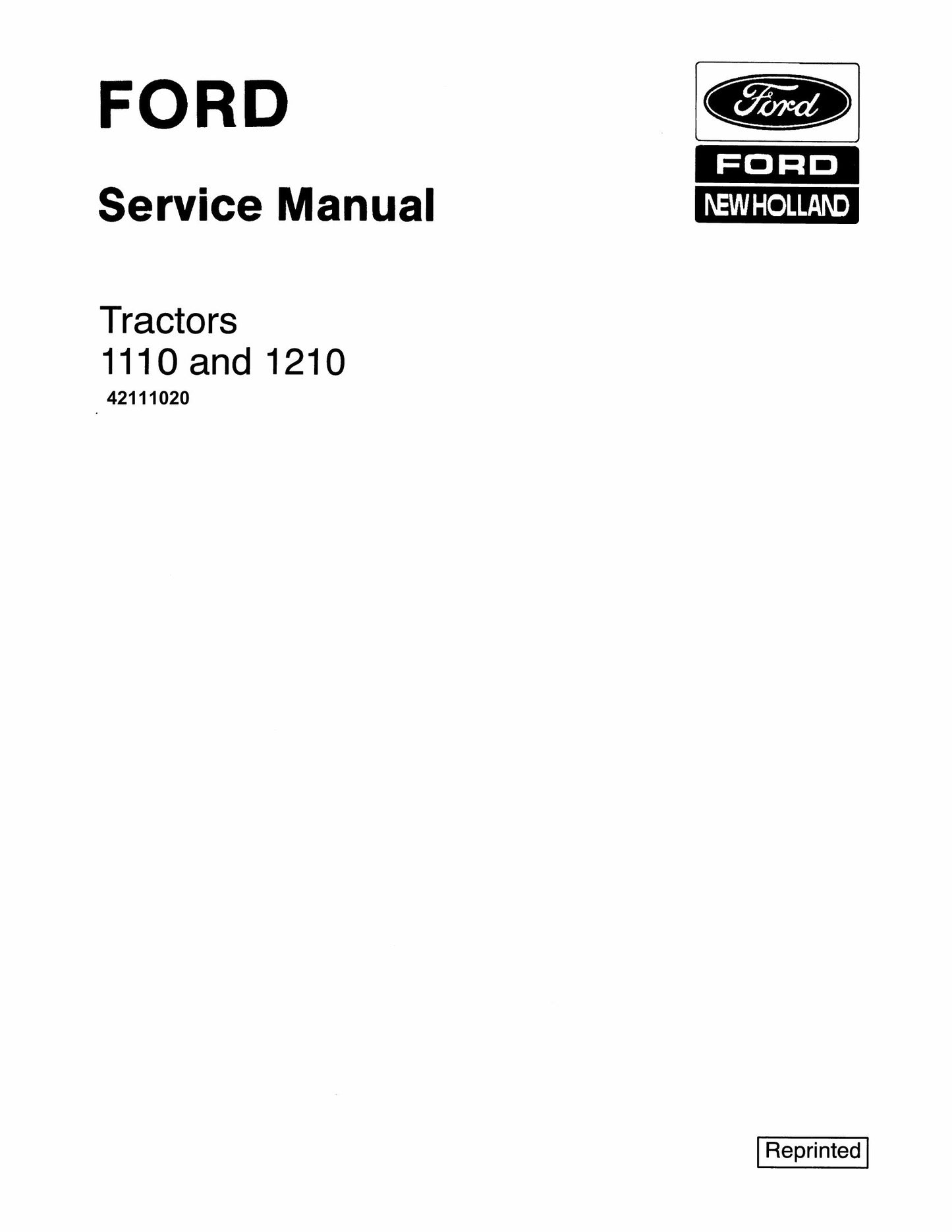 FORD 1110 1210 Tractor Factory Workshop Service Manual 42111020