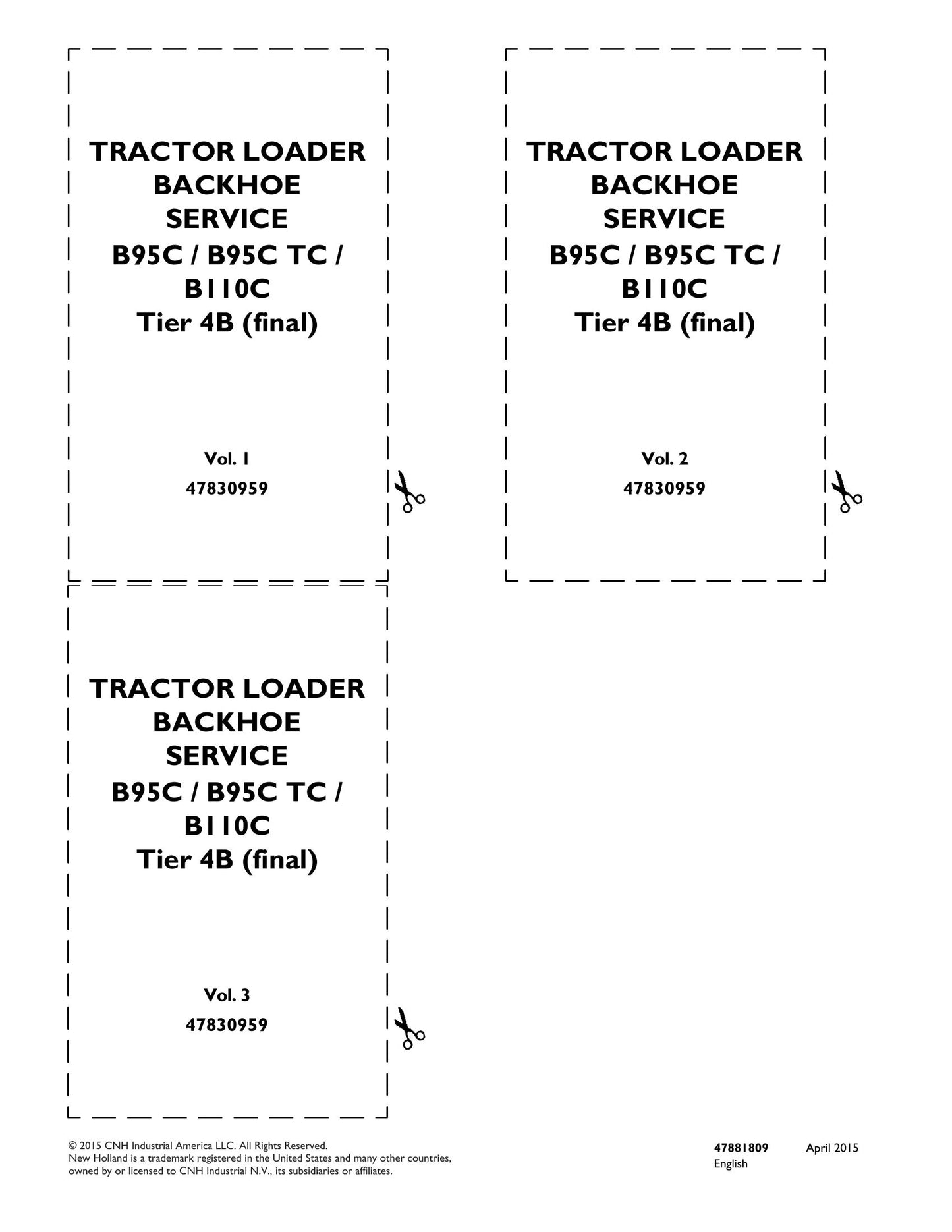 New Holland B95C B95C TC B110C Backhoe Loader Factory Workshop Service Manual 47830959
