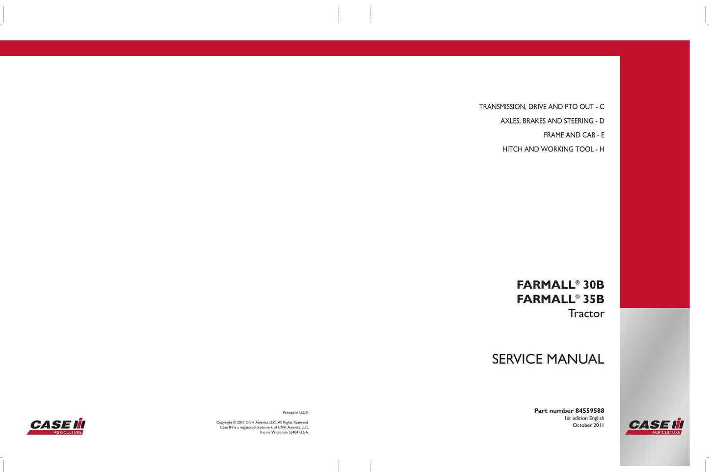 CASE Farmall 30B Farmall 35B Tractor Factory Workshop Service Manual 84559587