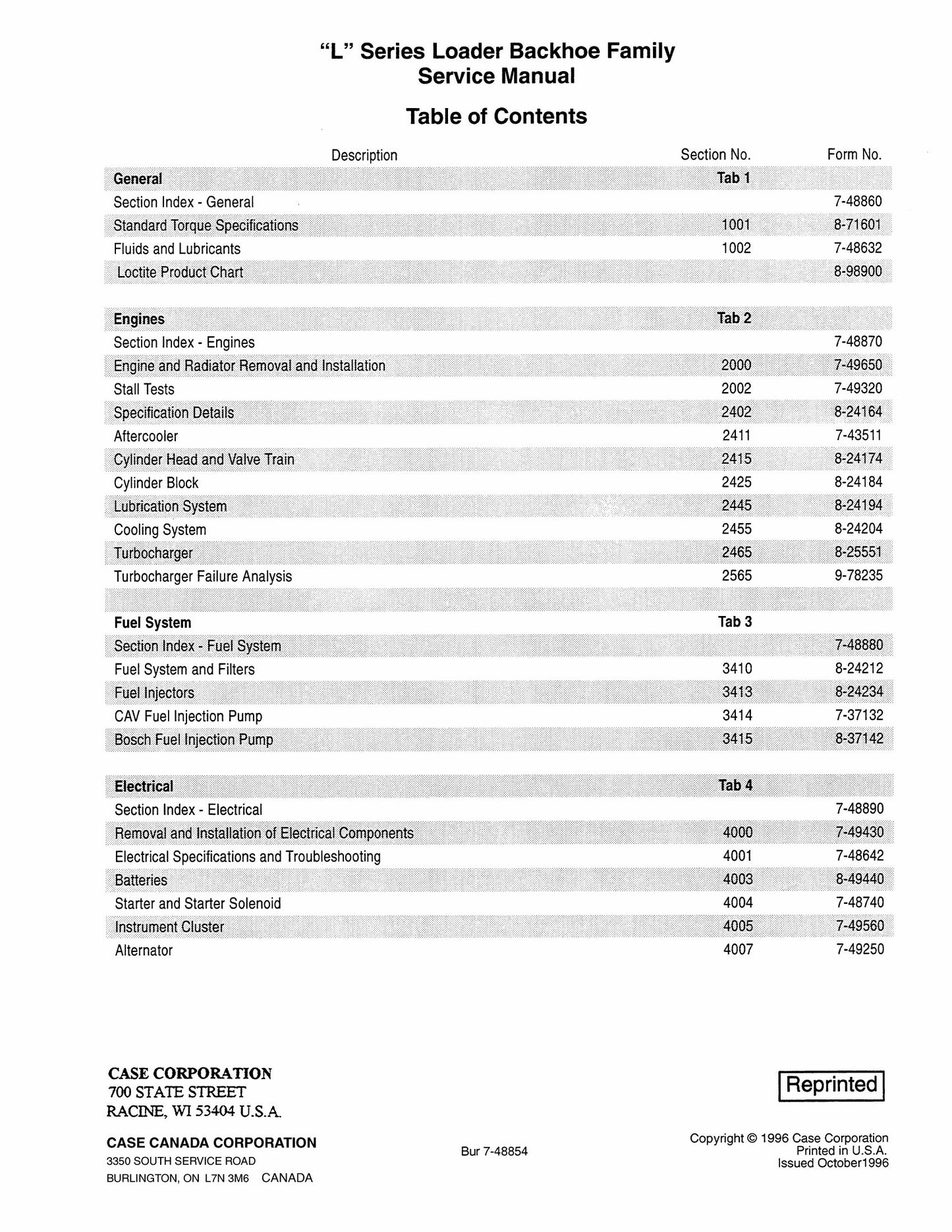 CASE 580L 590L Super L Backhoe Loader Factory Workshop Service Manual Bur 7-48854