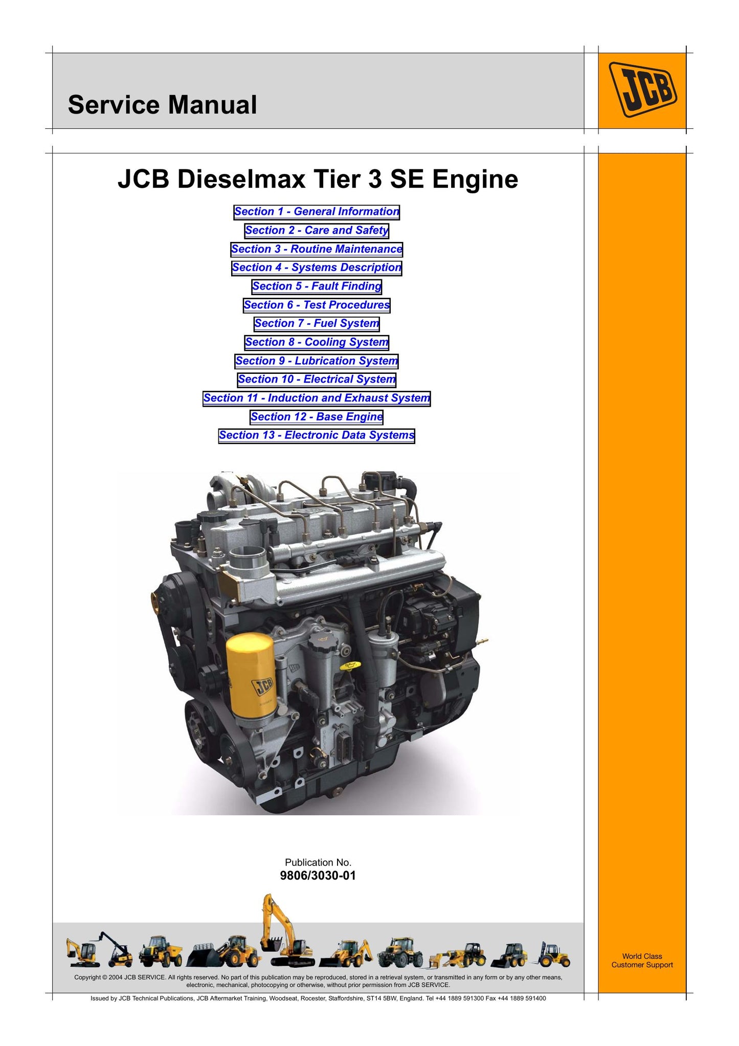 JCB Dieselmax Tier 3 SE Engine Factory Workshop Service Manual 9806/3030