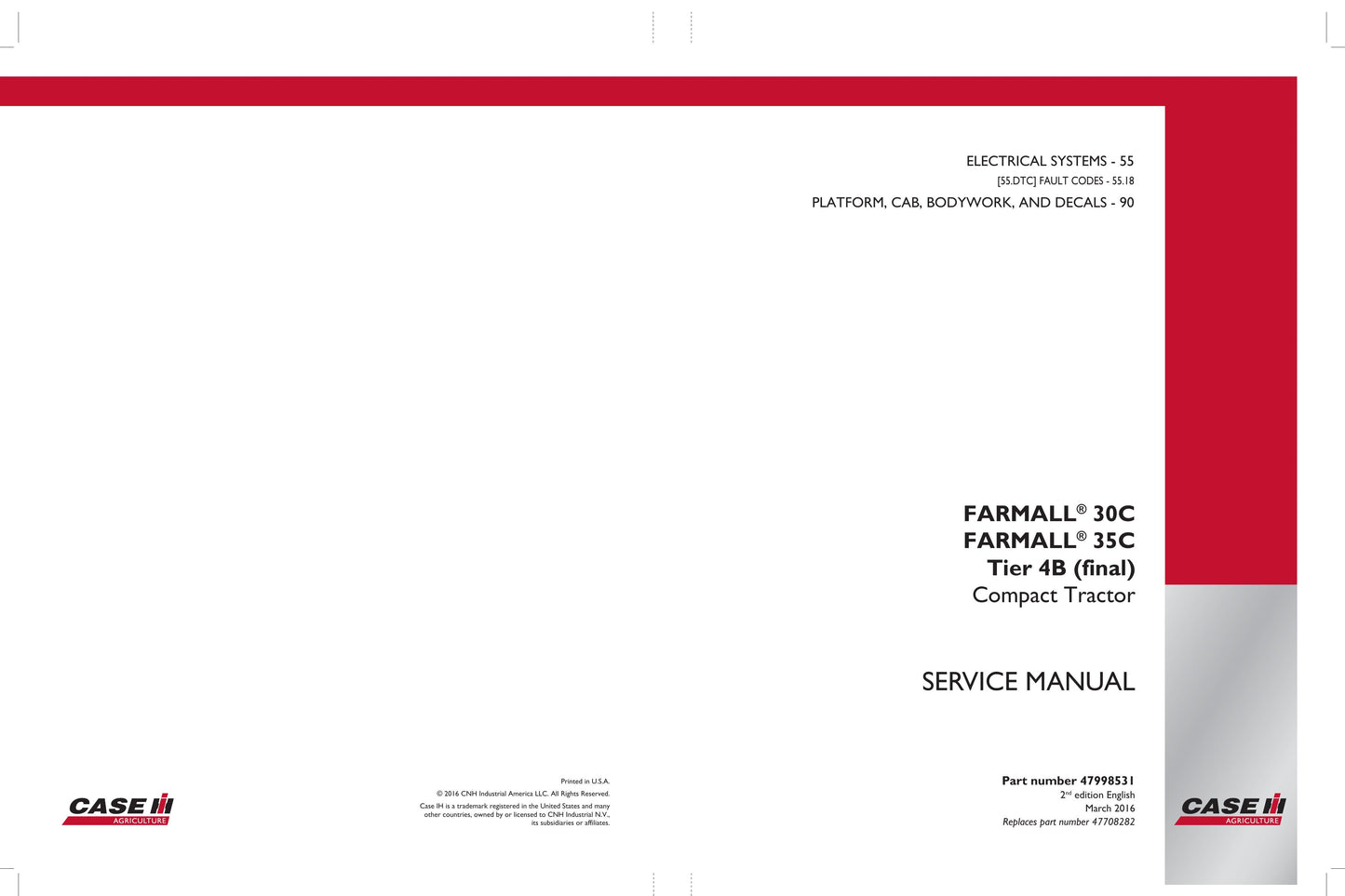 CASE Farmall 30C Farmall 35C Compact Tractor Factory Workshop Service Manual 47998526