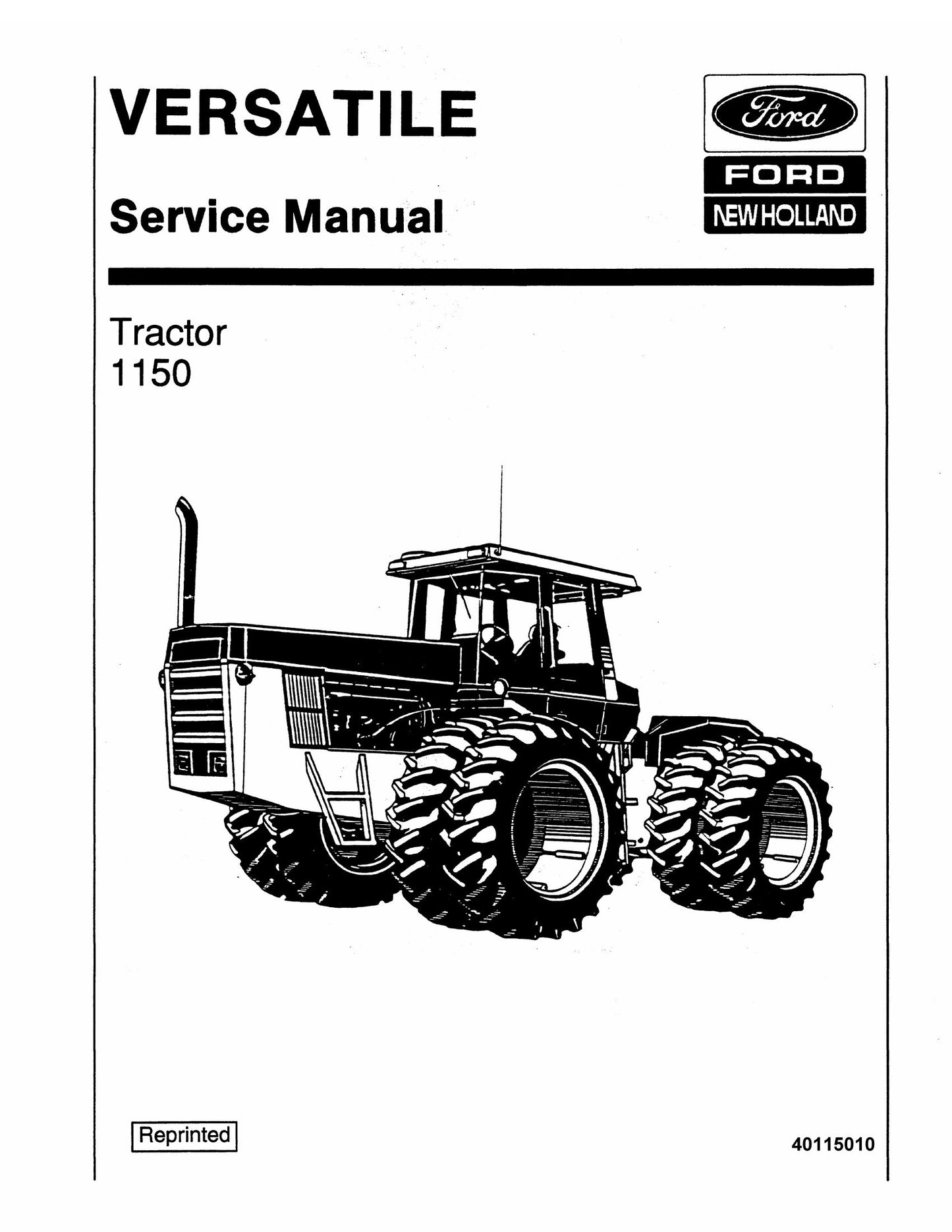 Versatile 1150 Tractor Factory Workshop Service Manual 40115010