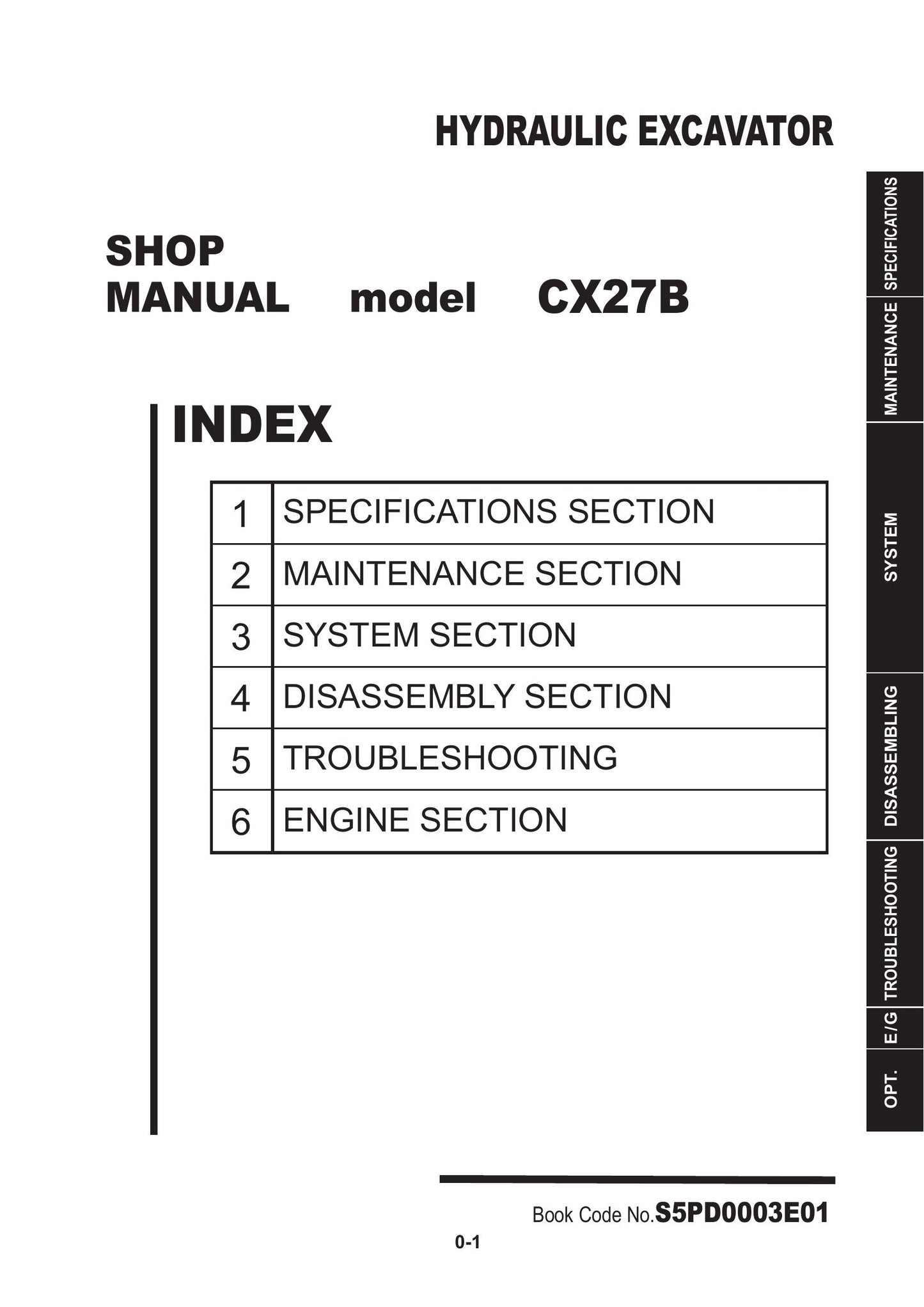CASE CX27B Crawler Excavator Factory Workshop Service Manual S5PD0003E01