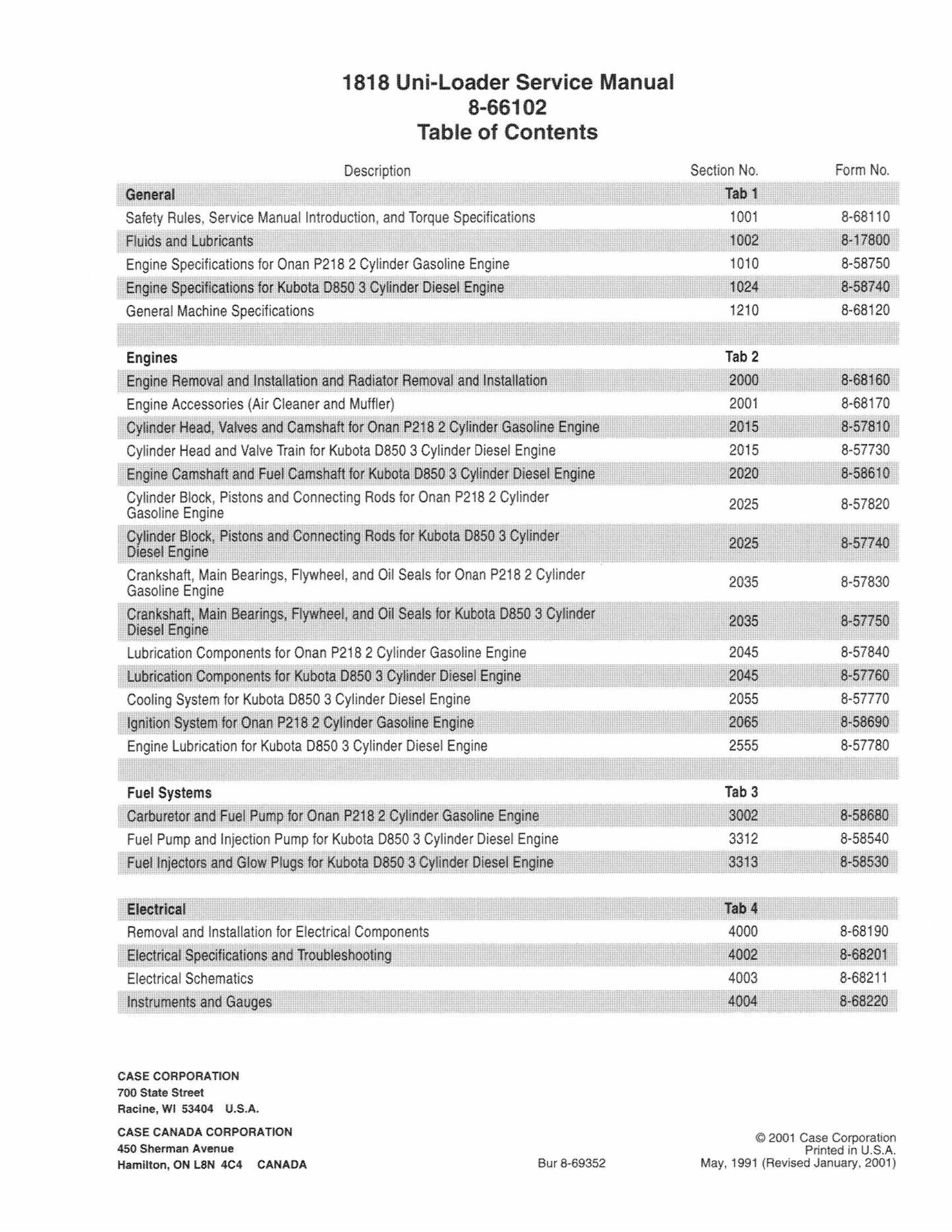 CASE 1818 Skid Steer Loader Factory Workshop Service Manual 8-66102
