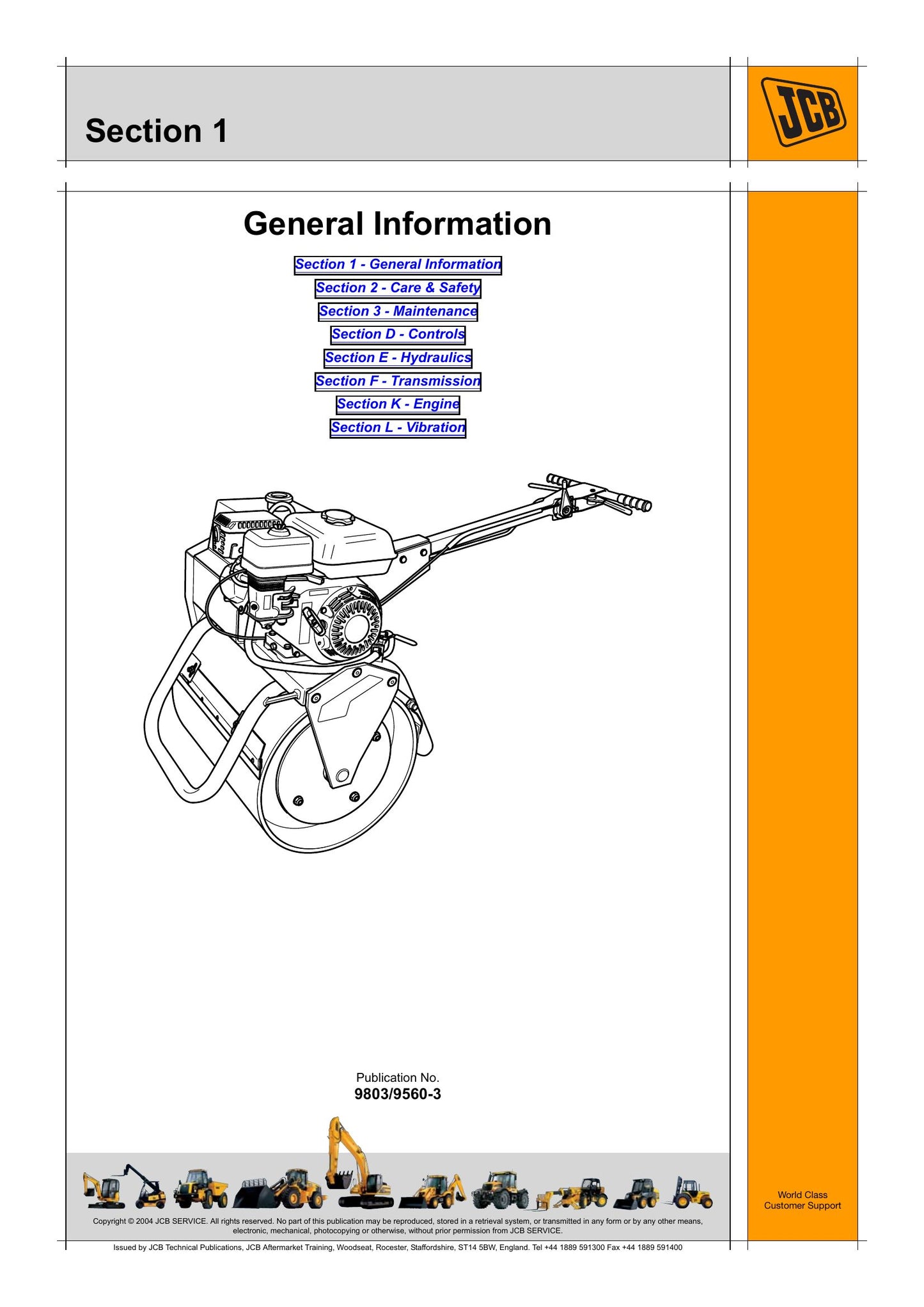 JCB VMS 55 Vibromax Roller Factory Workshop Service Manual 9803/9560-3