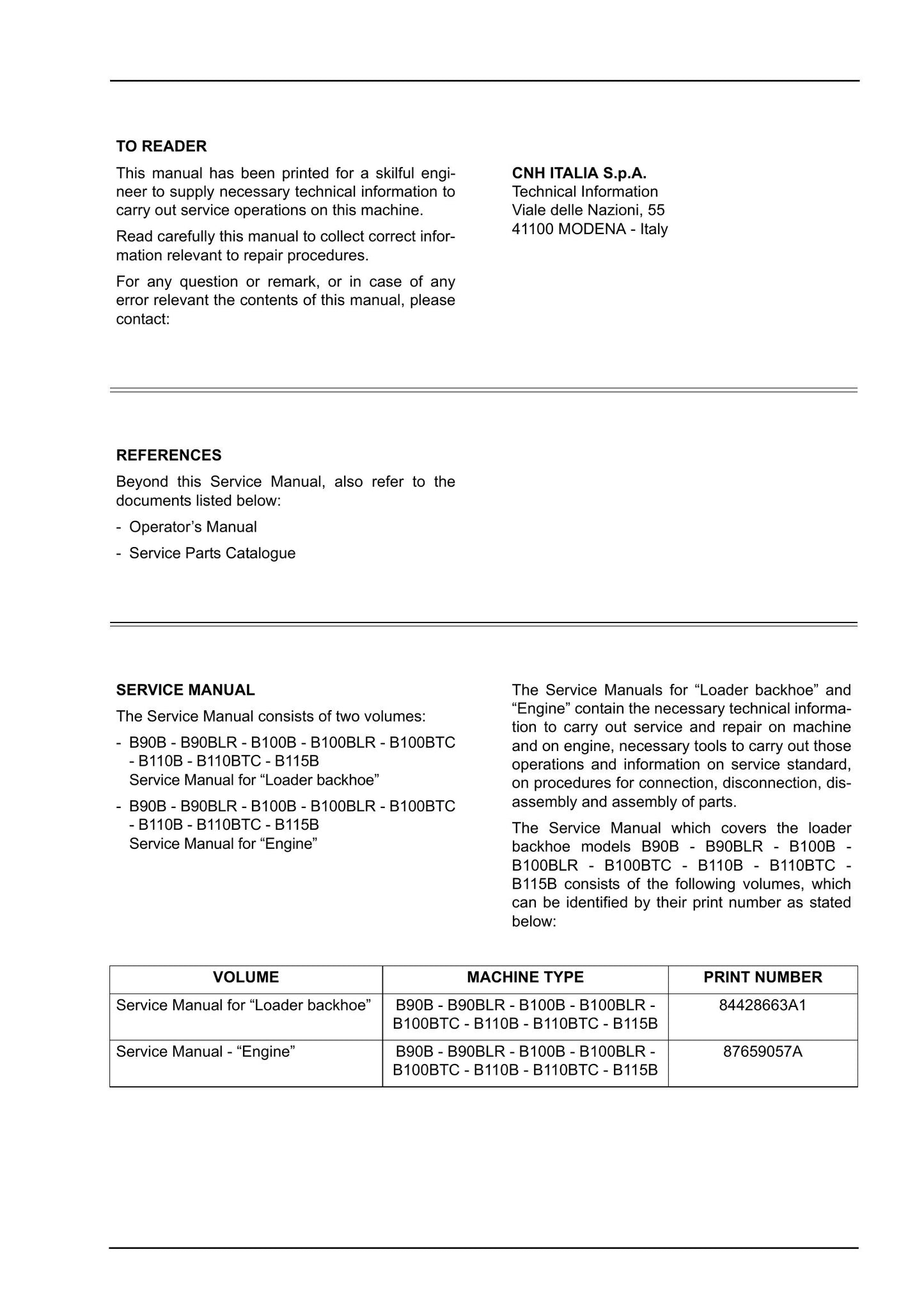 NEW HOLLAND B90B B90BLR B100B B100BLR B100BTC B110B B110BTC B115B Backhoe Loader Factory Workshop Service Manual 84428663A1
