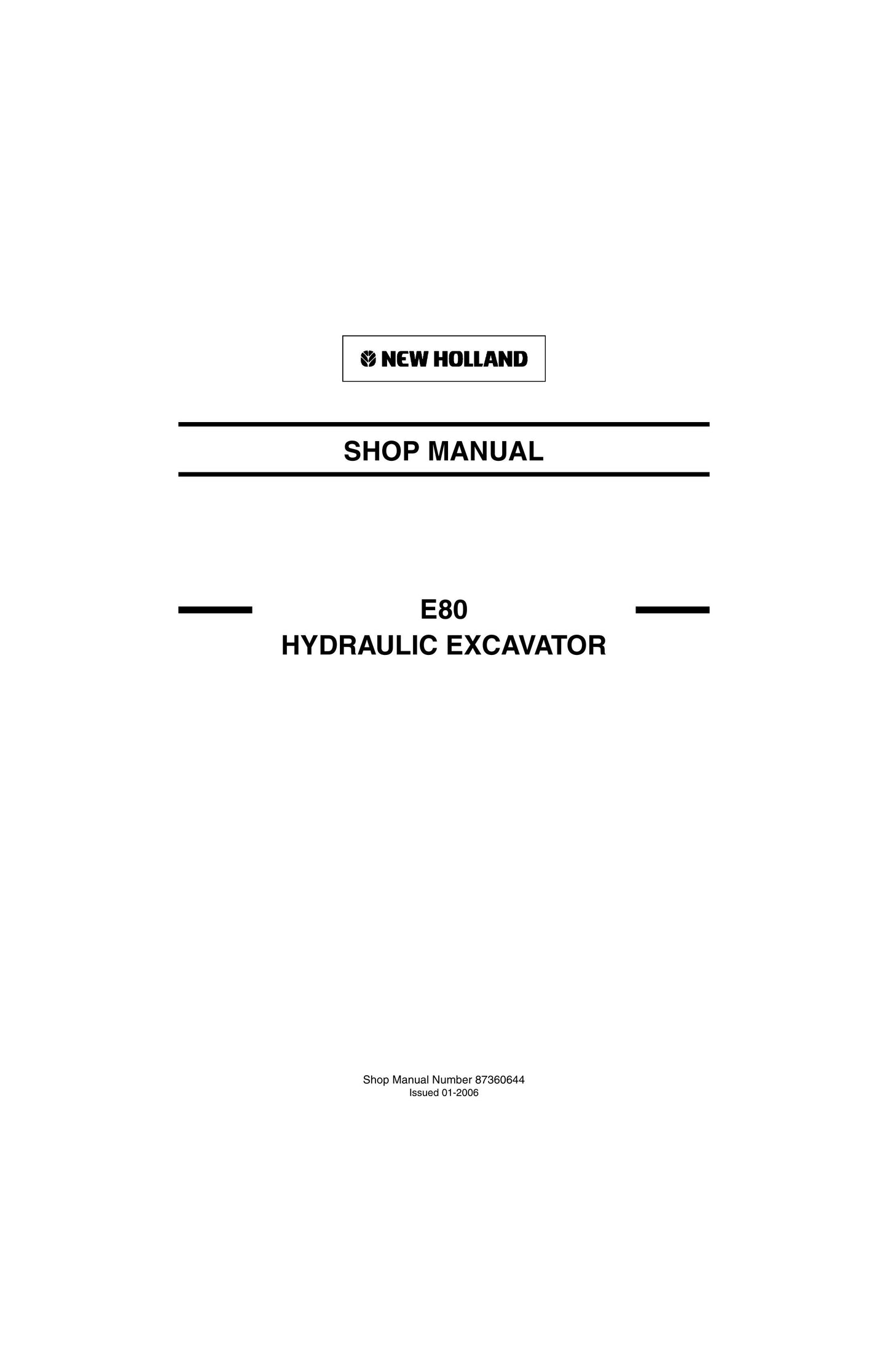 New Holland E80 Crawler Excavator Factory Workshop Shop Manual 87360644