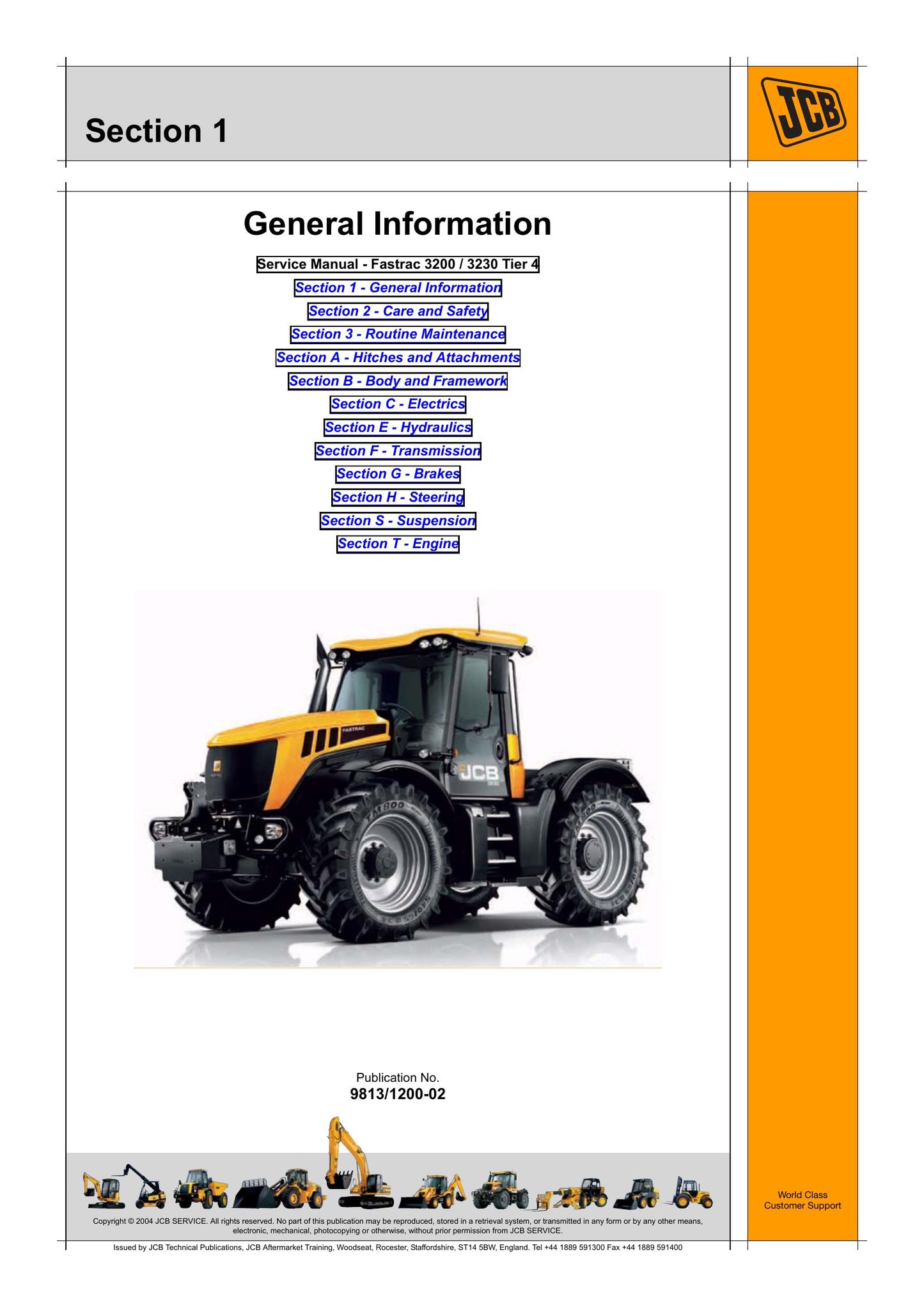 JCB 3200 3230 Tractor Factory Workshop Service Manual 9813/1200-2
