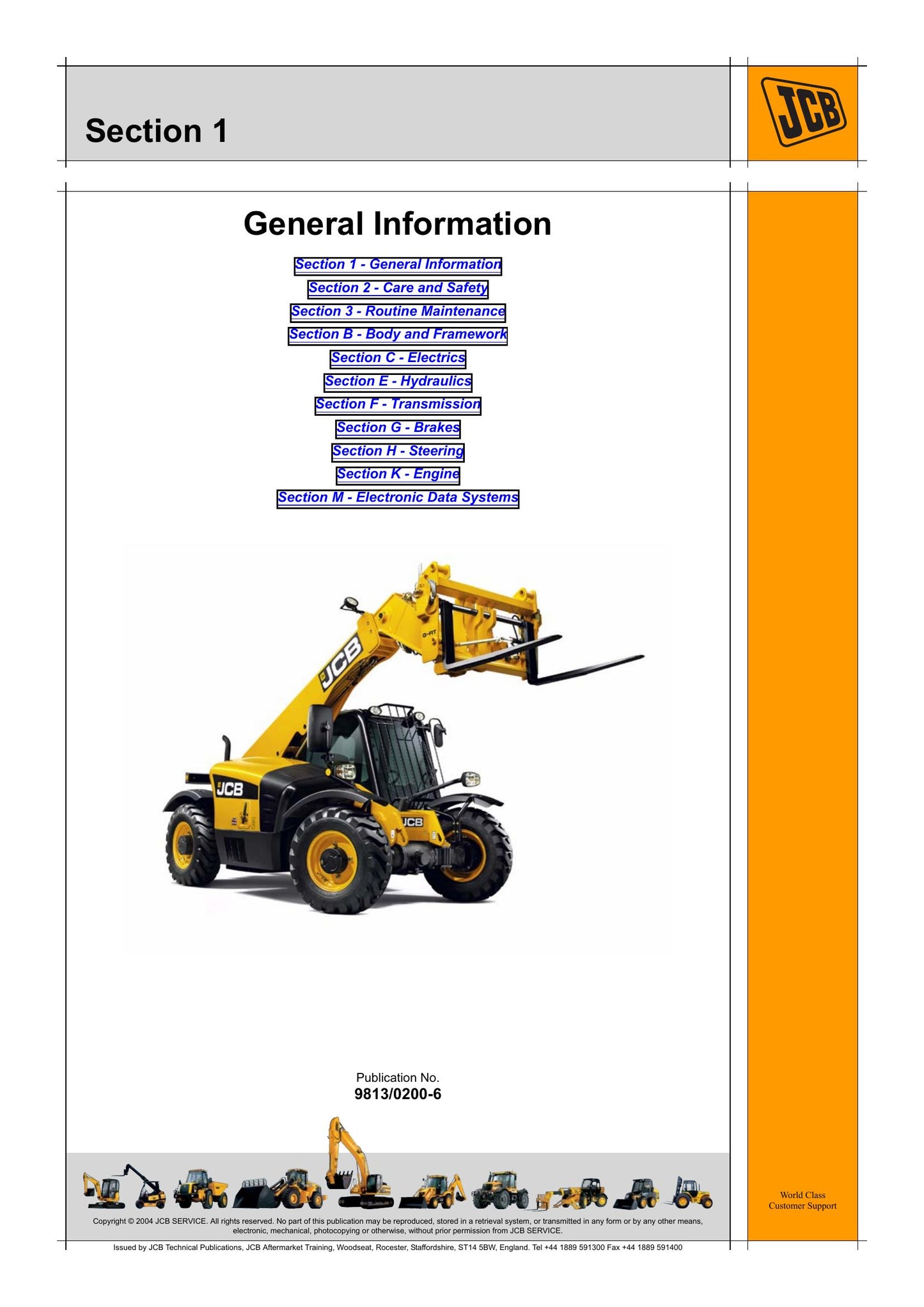 JCB 527-58 Telehandler Factory Workshop Service Manual 9813/0200-6