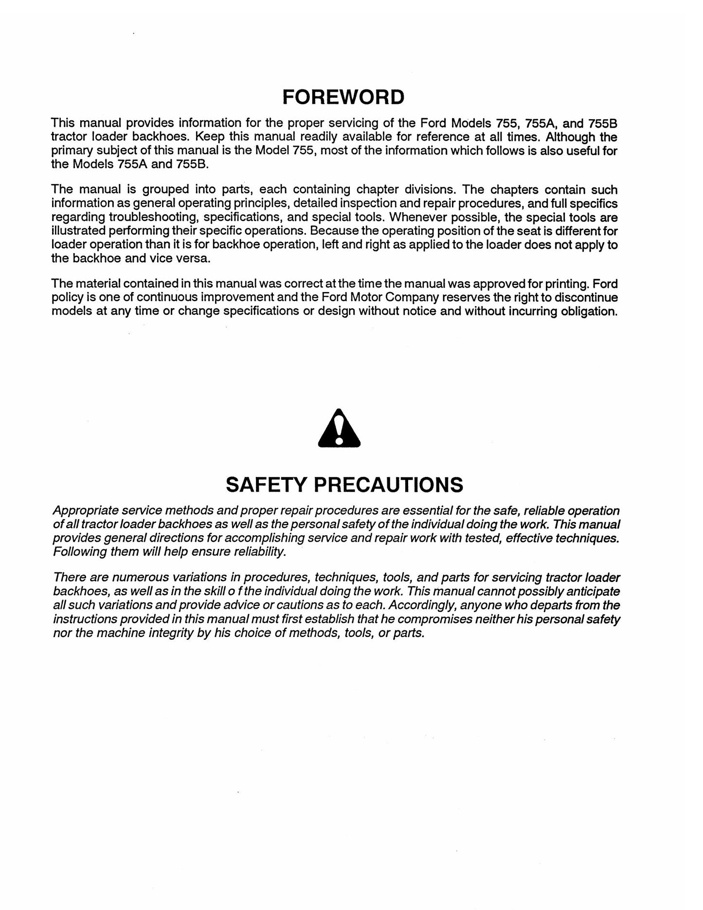 FORD 755 755A 755B Tractor Loader Backhoe Factory Workshop Service Manual 40075510
