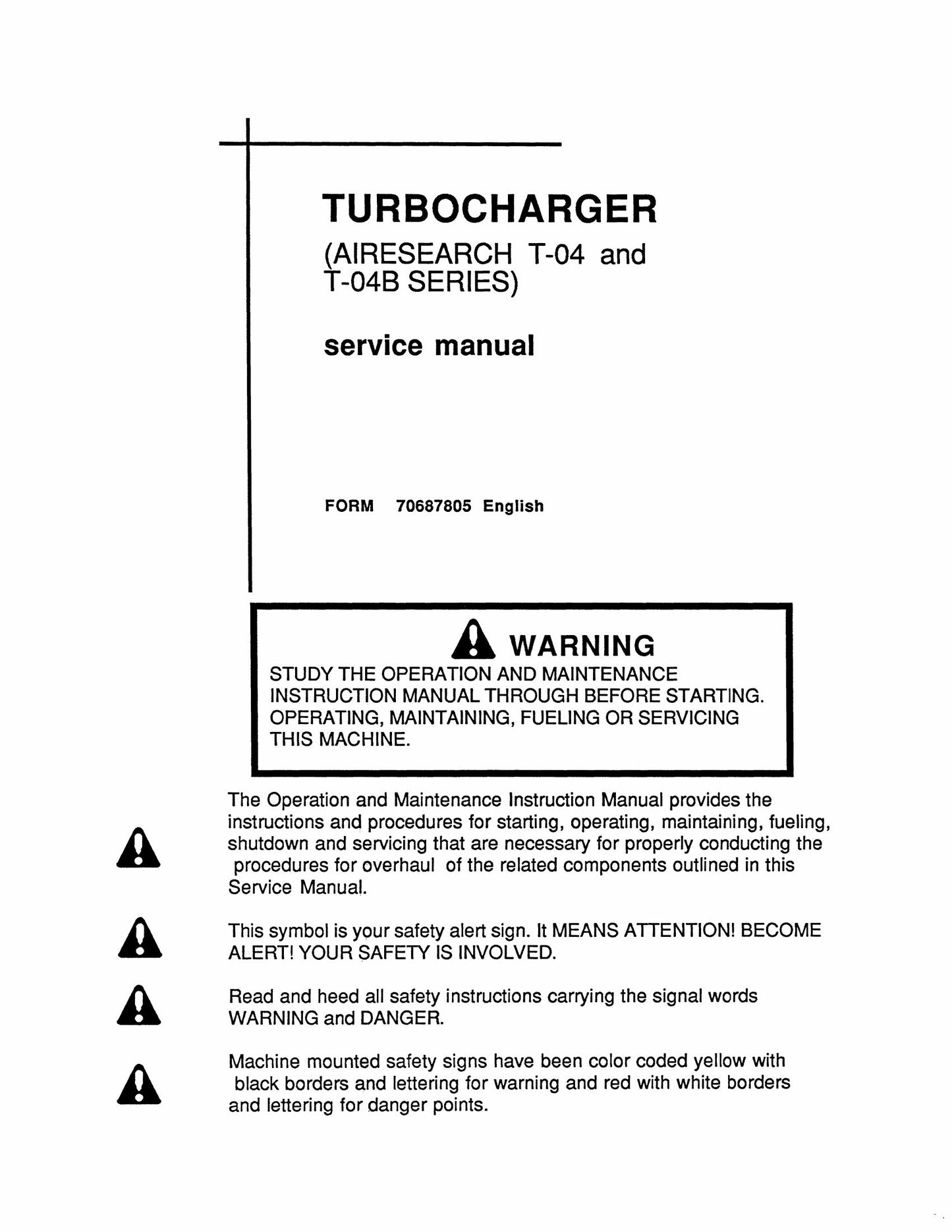 FIATALLIS T-04 T-04B Turbocharger Factory Workshop Service Manual 70687805