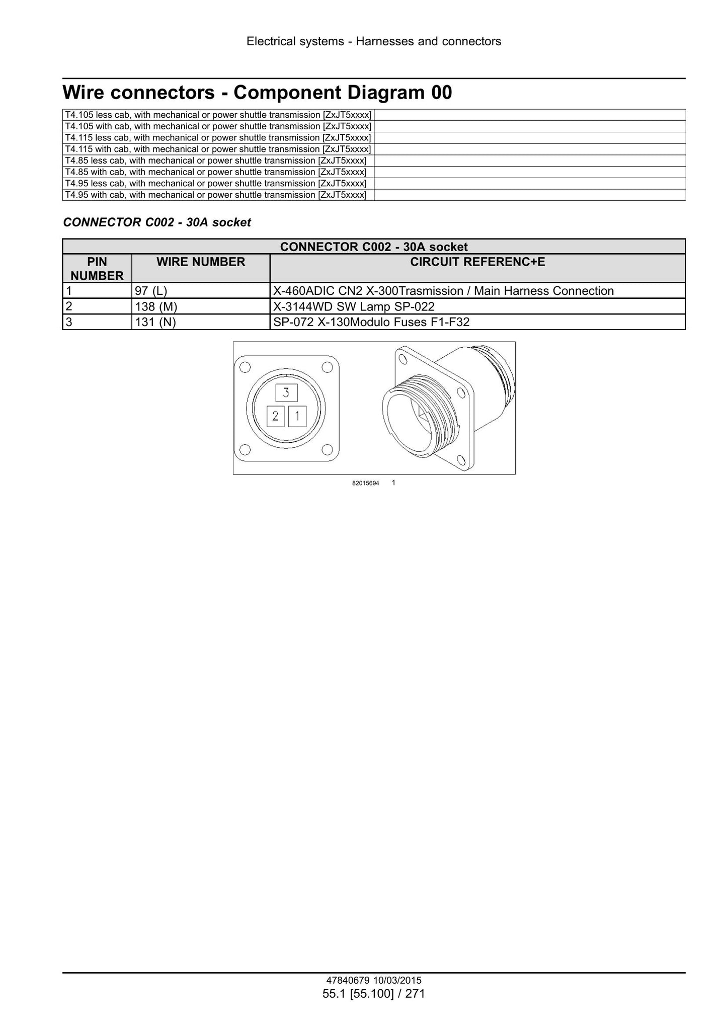 New Holland T4.85 T4.95 T4.105 T4.115 Tractor Factory Workshop Service Manual 47865294
