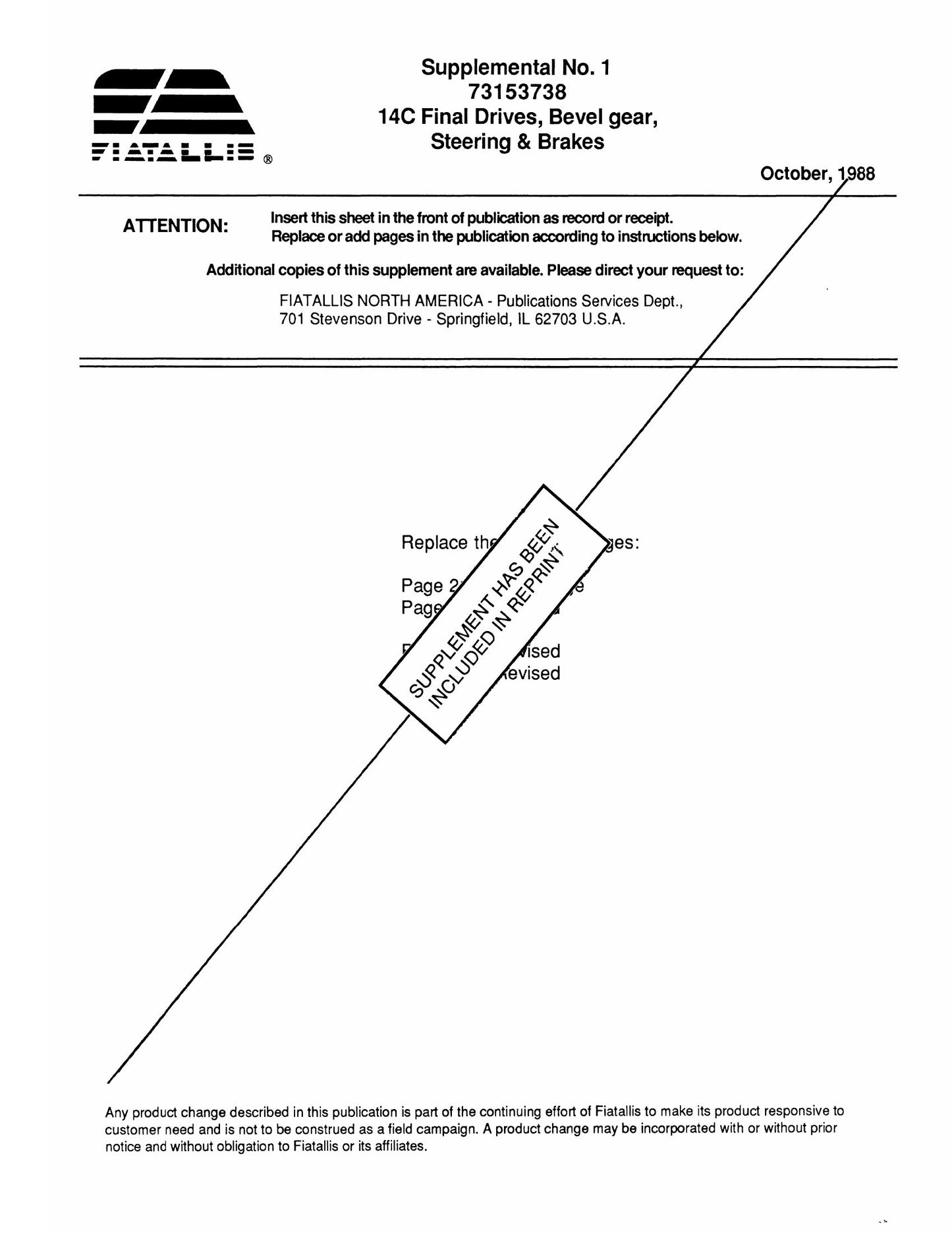 FIATALLIS FL 14-C Bulldozer Factory Workshop Service Manual 73153738