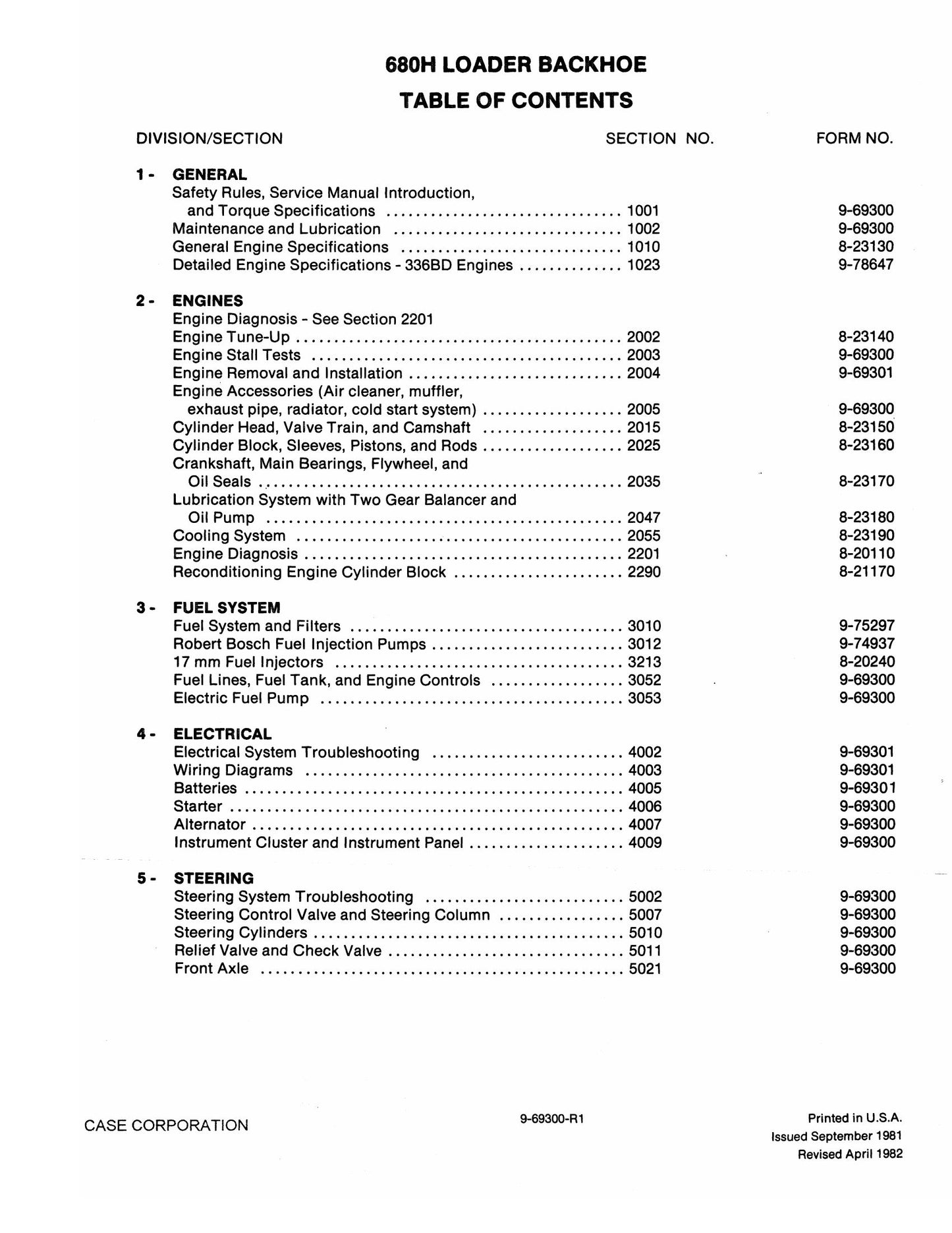 CASE 680H Backhoe Loader Factory Workshop Service Manual 9-69301
