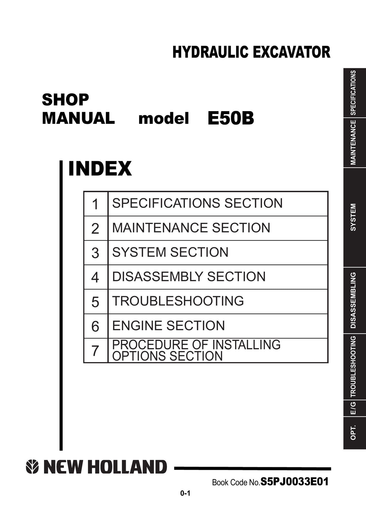 New Holland E50B Crawler Excavator Factory Workshop Service Manual S5PJ0033E01