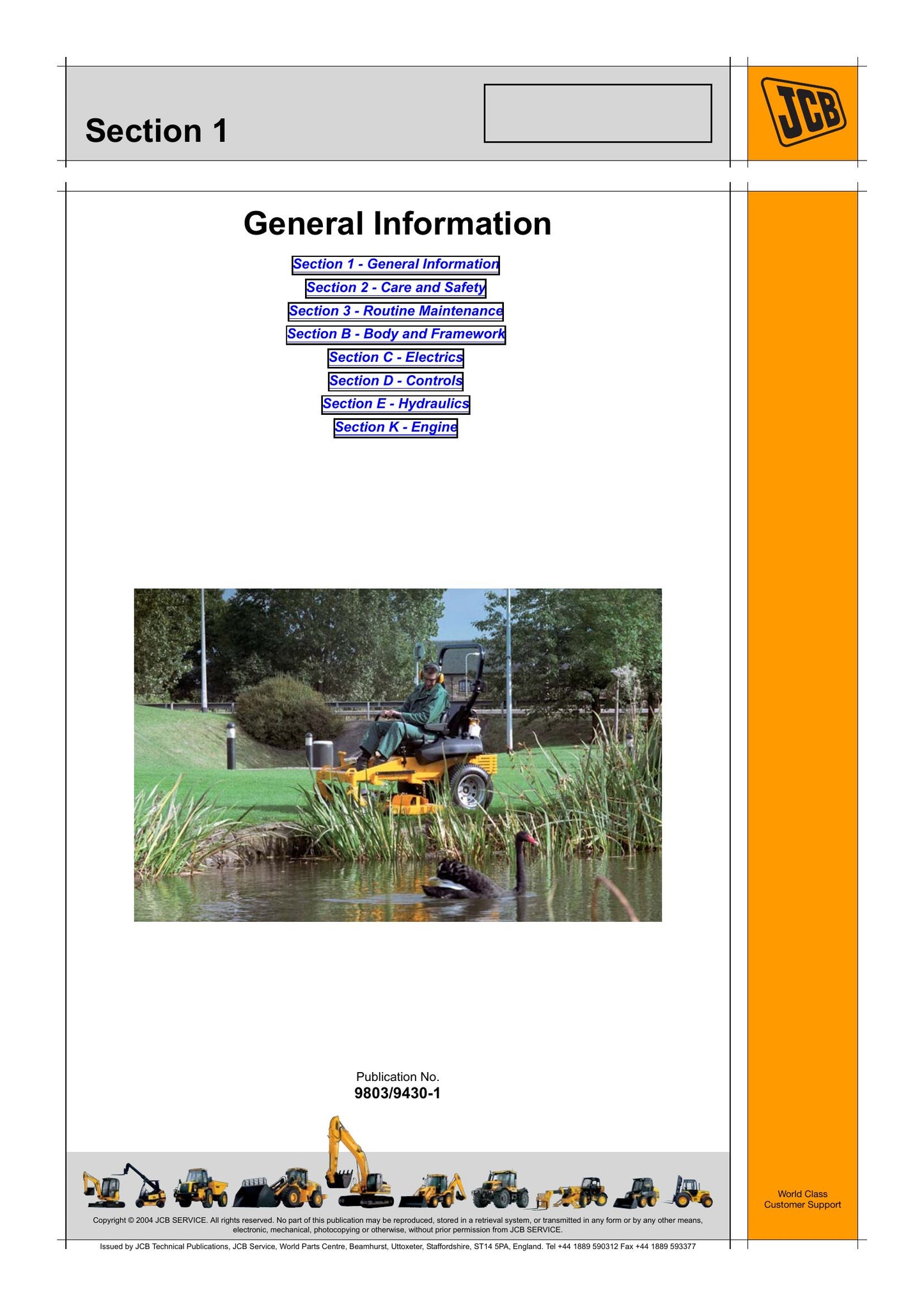 JCB ZT 20D Zero-Turn Mower Factory Workshop Service Manual 9803/9430-1