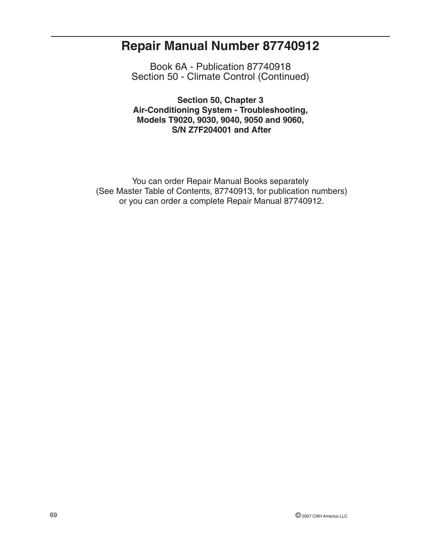 New Holland T9020 T9030 T9040 T9050 T9060 Tractor Factory Workshop Repair Manual 87740918