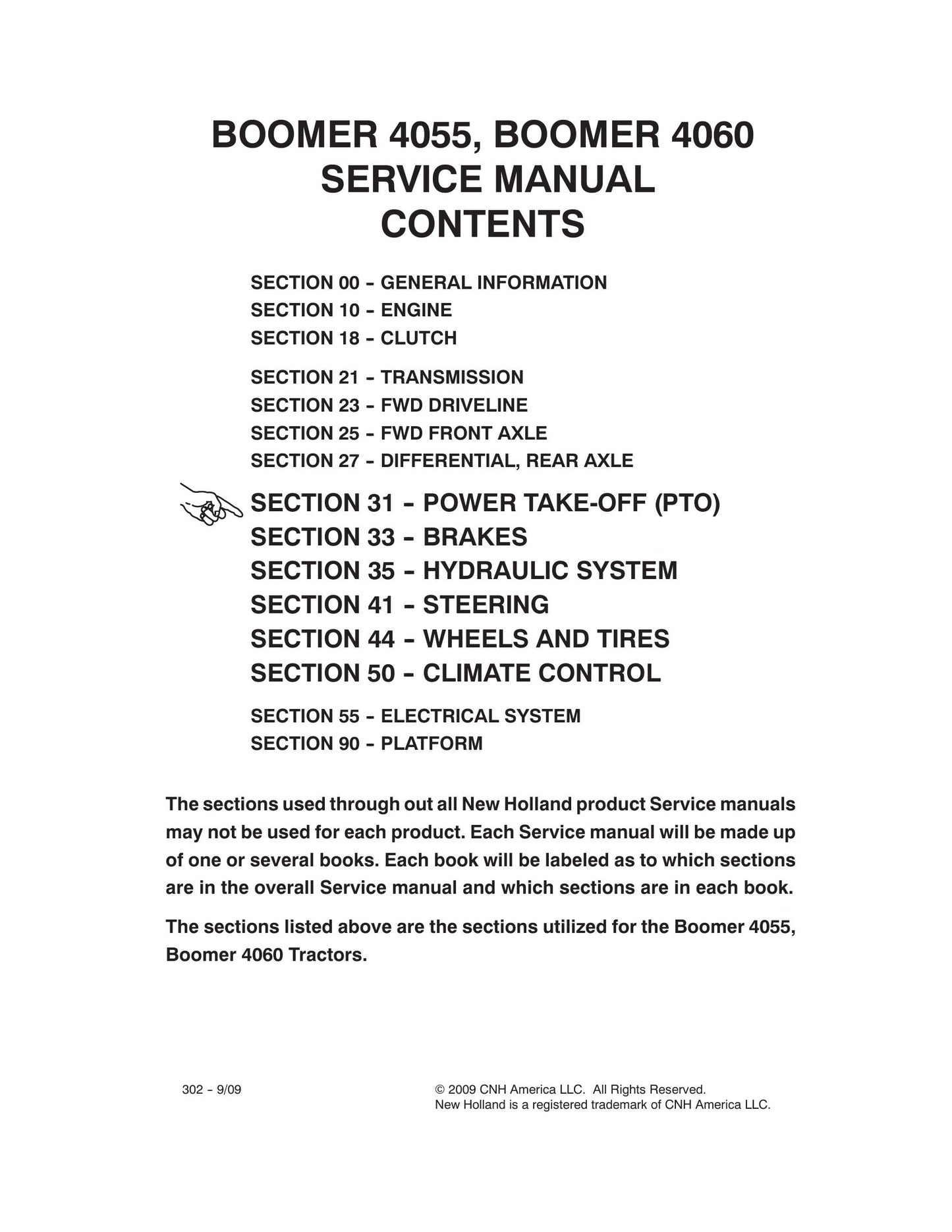 New Holland Boomer 4055 Boomer 4060 Tractor Factory Workshop Service Manual